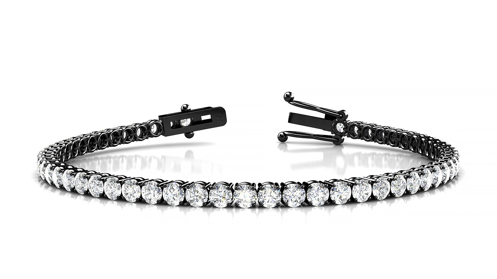 Capri | 18k Black Gold 3 mm Round Lab-Grown Diamond 18 cm Tennis Bracelet