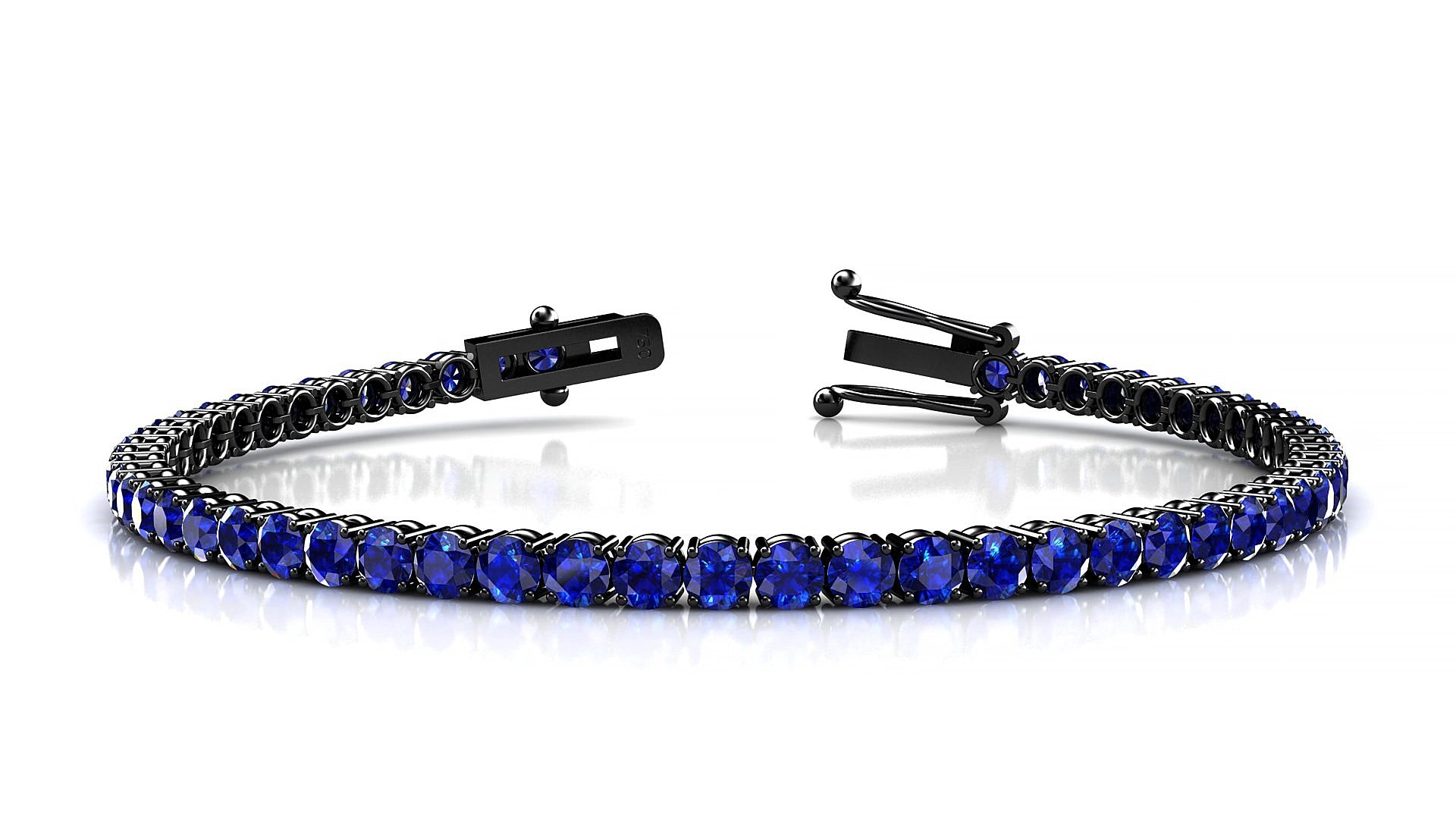 Capri | 18k Black Gold 3 mm Round Natural Sapphire 16 cm Tennis Bracelet