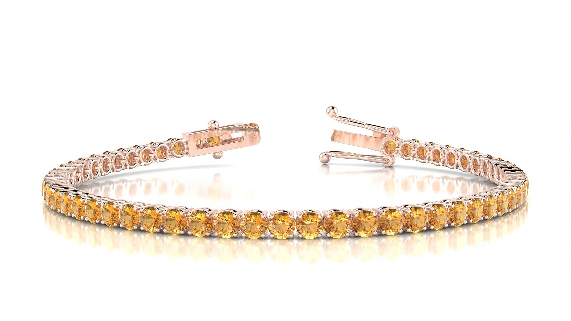 Capri | 18k Rose Gold 3 mm Round Natural Citrine 15 cm Tennis Bracelet