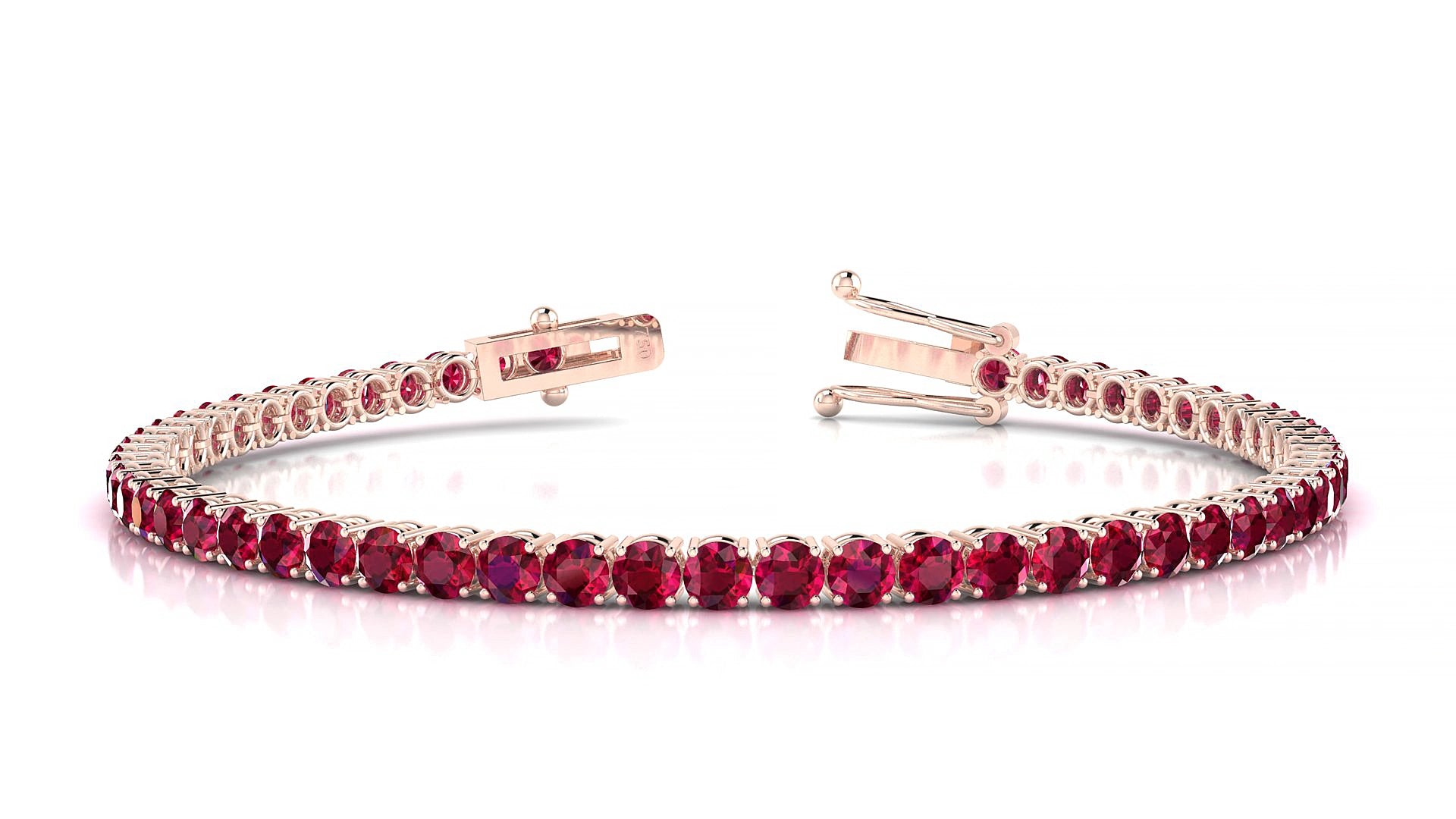 Capri | 18k Rose Gold 3 mm Round Natural Ruby 15 cm Tennis Bracelet