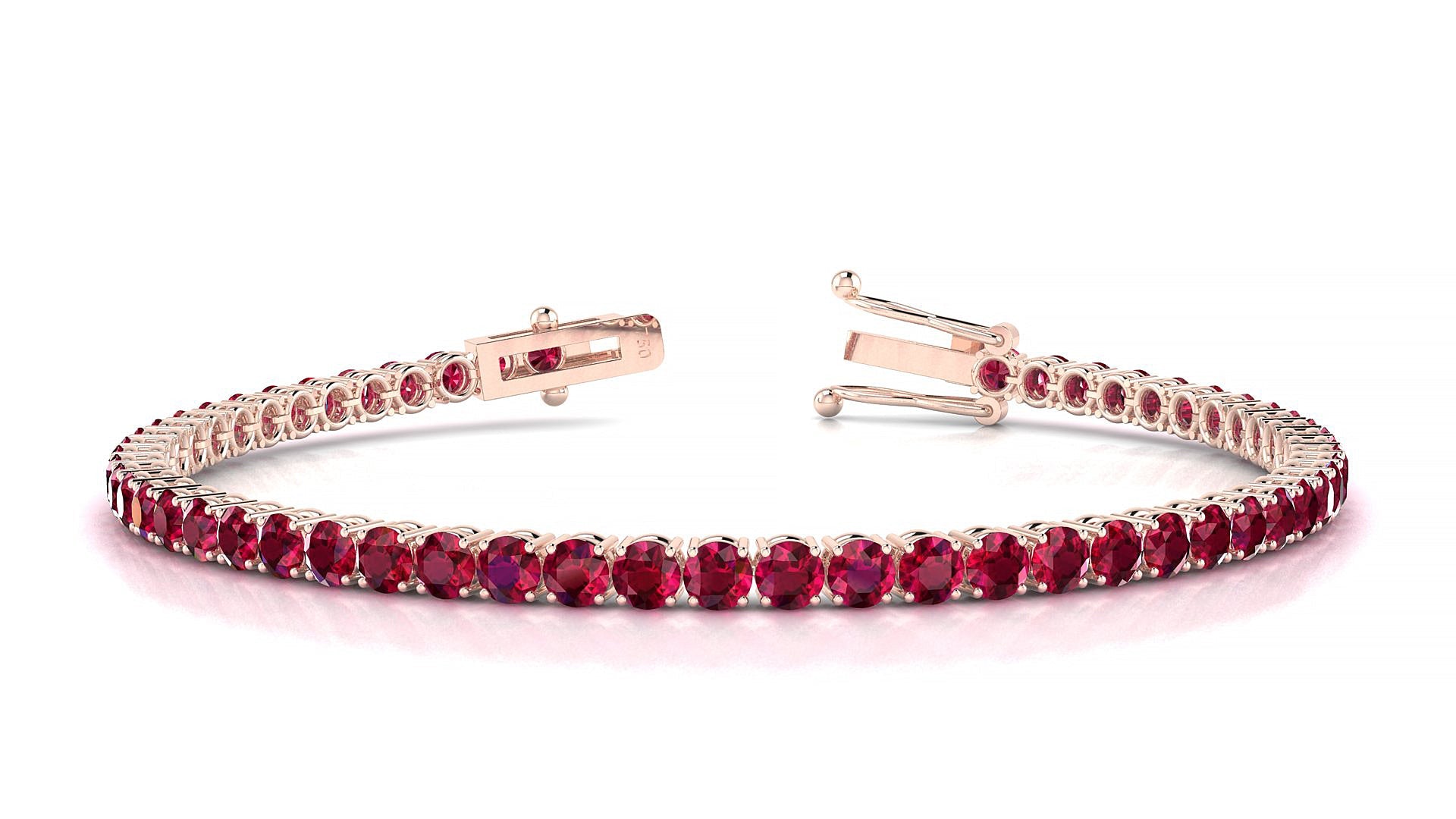 Capri | 18k Rose Gold 3 mm Round Natural Ruby Tennis Bracelet