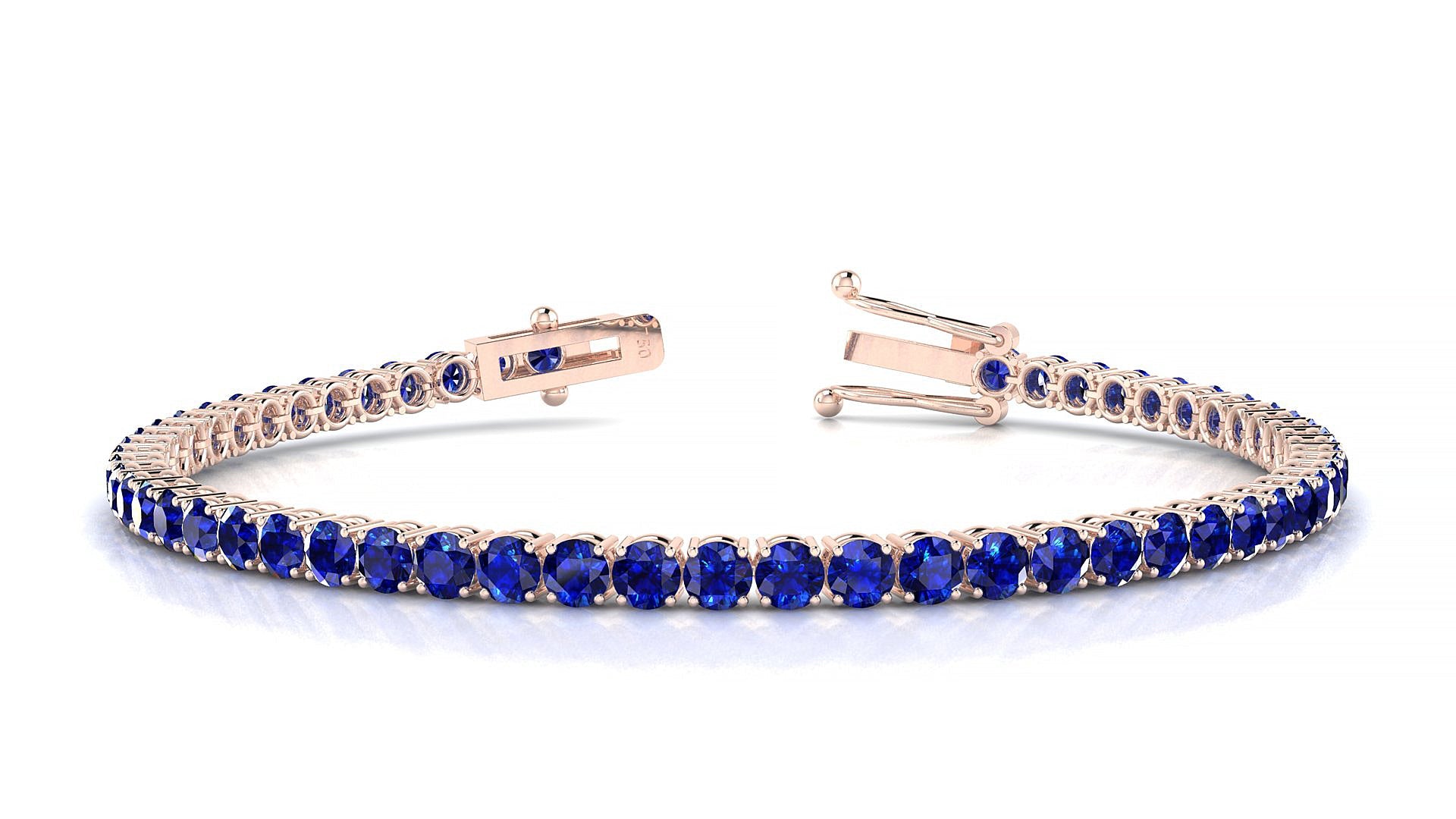 Capri | 18k Rose Gold 3 mm Round Natural Sapphire Tennis Bracelet