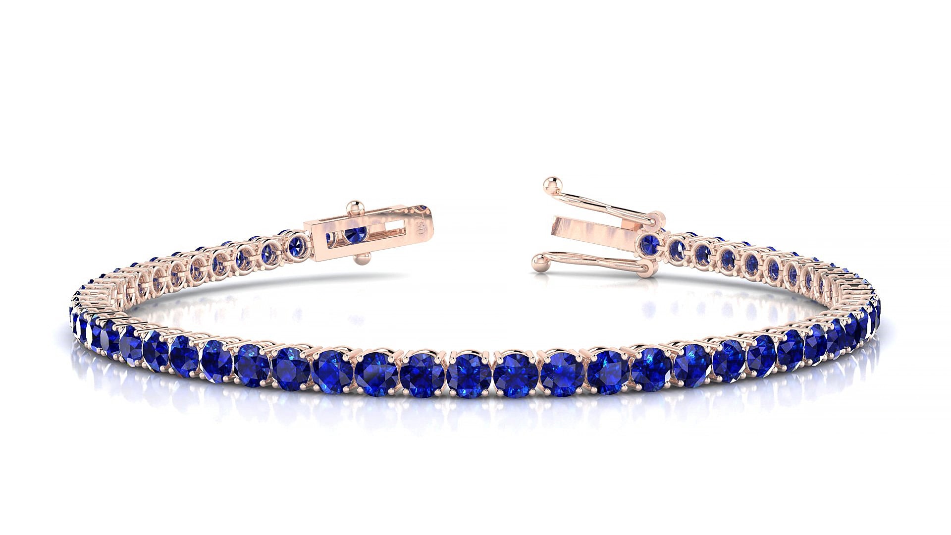 Capri | 18k Rose Gold 3 mm Round Natural Sapphire 16 cm Tennis Bracelet