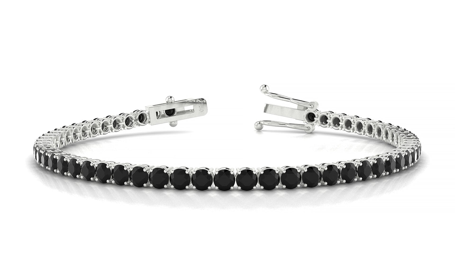Capri | 18k White Gold 3 mm Round Natural Black Diamond Tennis Bracelet