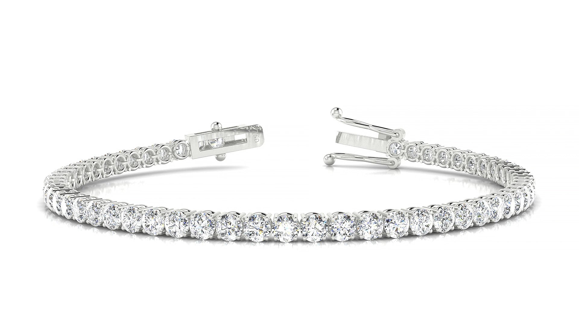 Capri | 18k White Gold 3 mm Round Lab-Grown Diamond 15 cm Tennis Bracelet