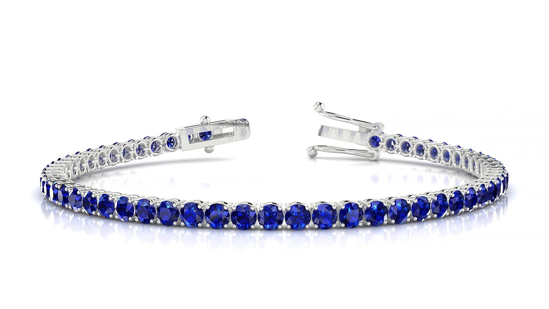 Capri | 18k White Gold 3 mm Round Natural Sapphire 19 cm Tennis Bracelet