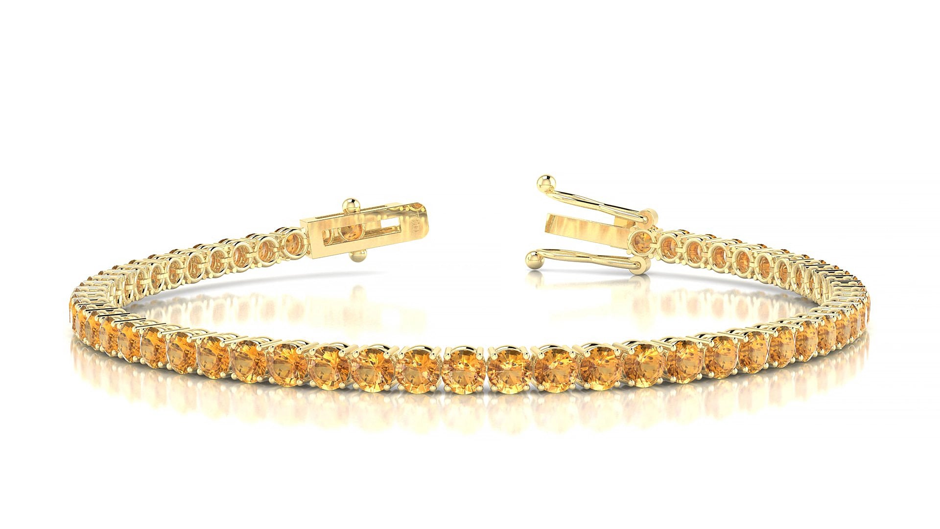 Capri | 18k Yellow Gold 3 mm Round Natural Citrine 15 cm Tennis Bracelet
