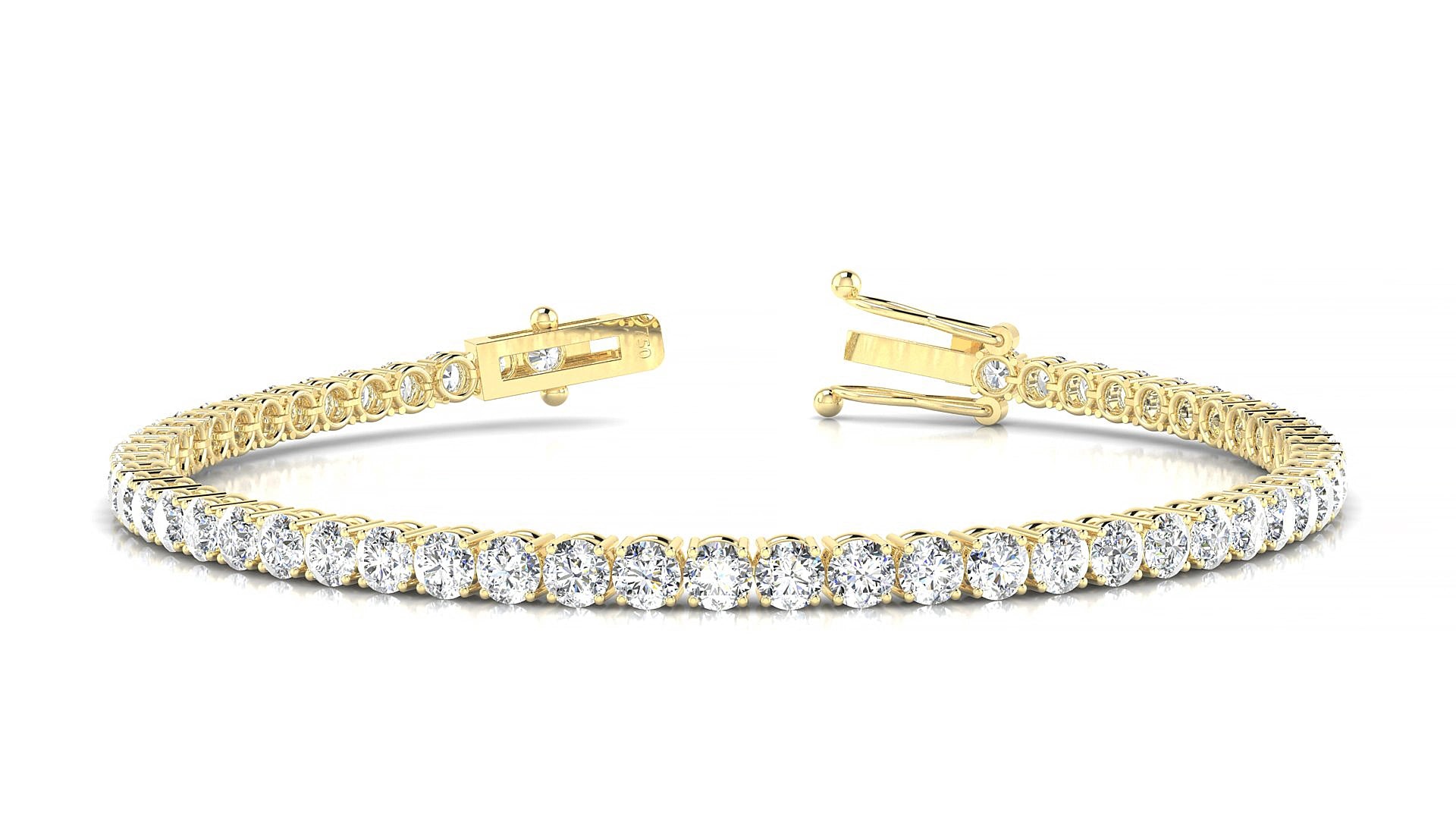 Capri | 18k Yellow Gold 3 mm Round Natural Diamond 20 cm Tennis Bracelet