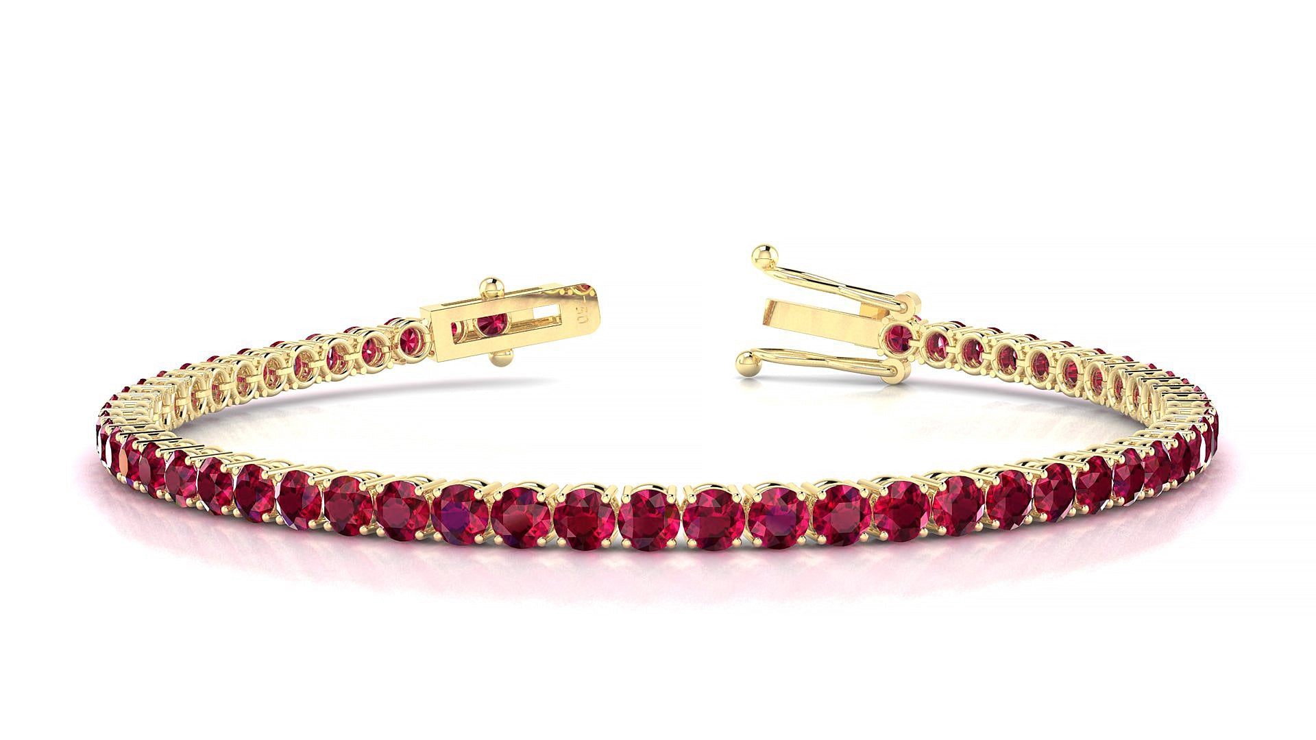 Capri | 18k Yellow Gold 3 mm Round Natural Ruby Tennis Bracelet