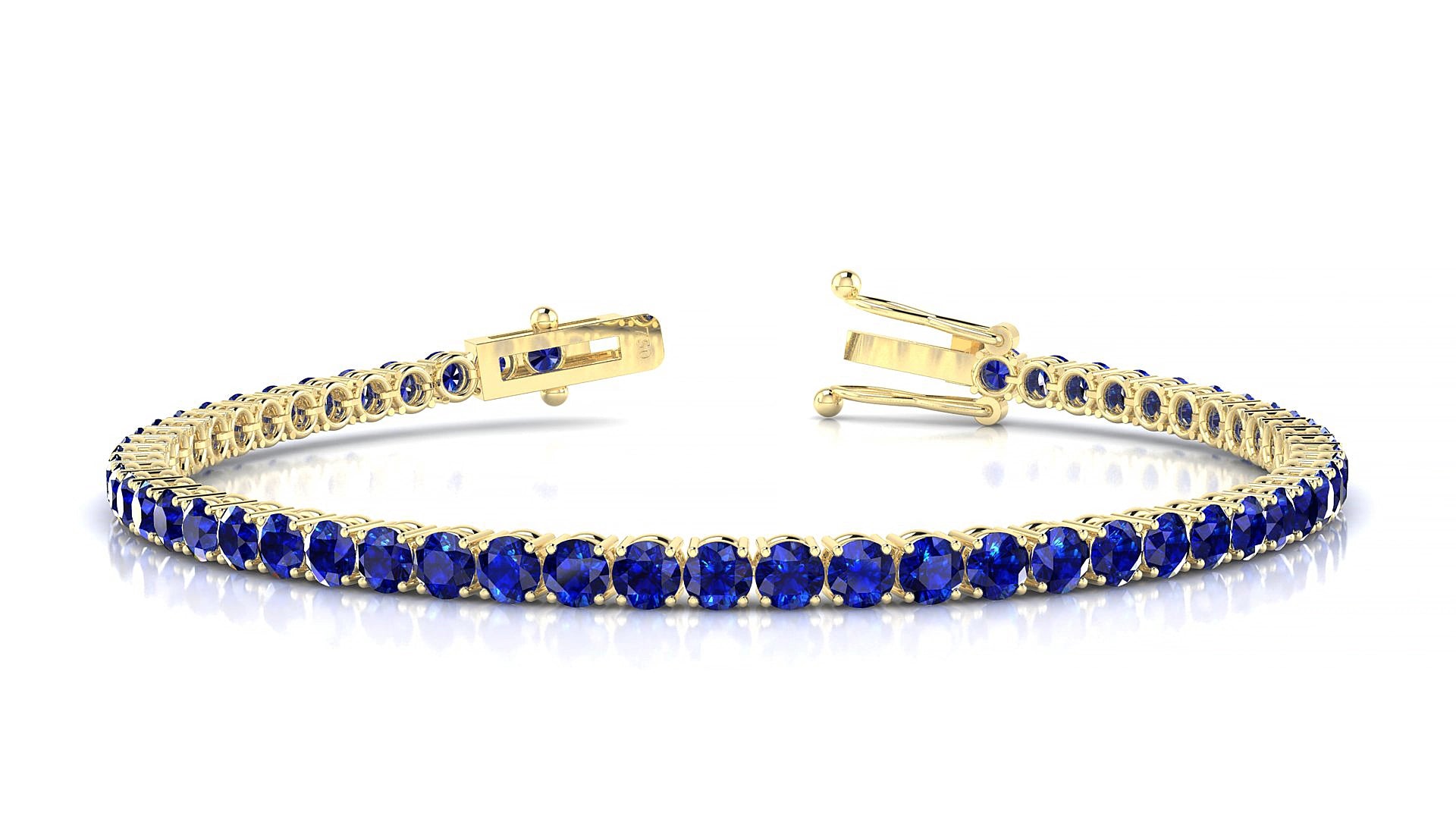 Capri | 18k Yellow Gold 3 mm Round Natural Sapphire 15 cm Tennis Bracelet