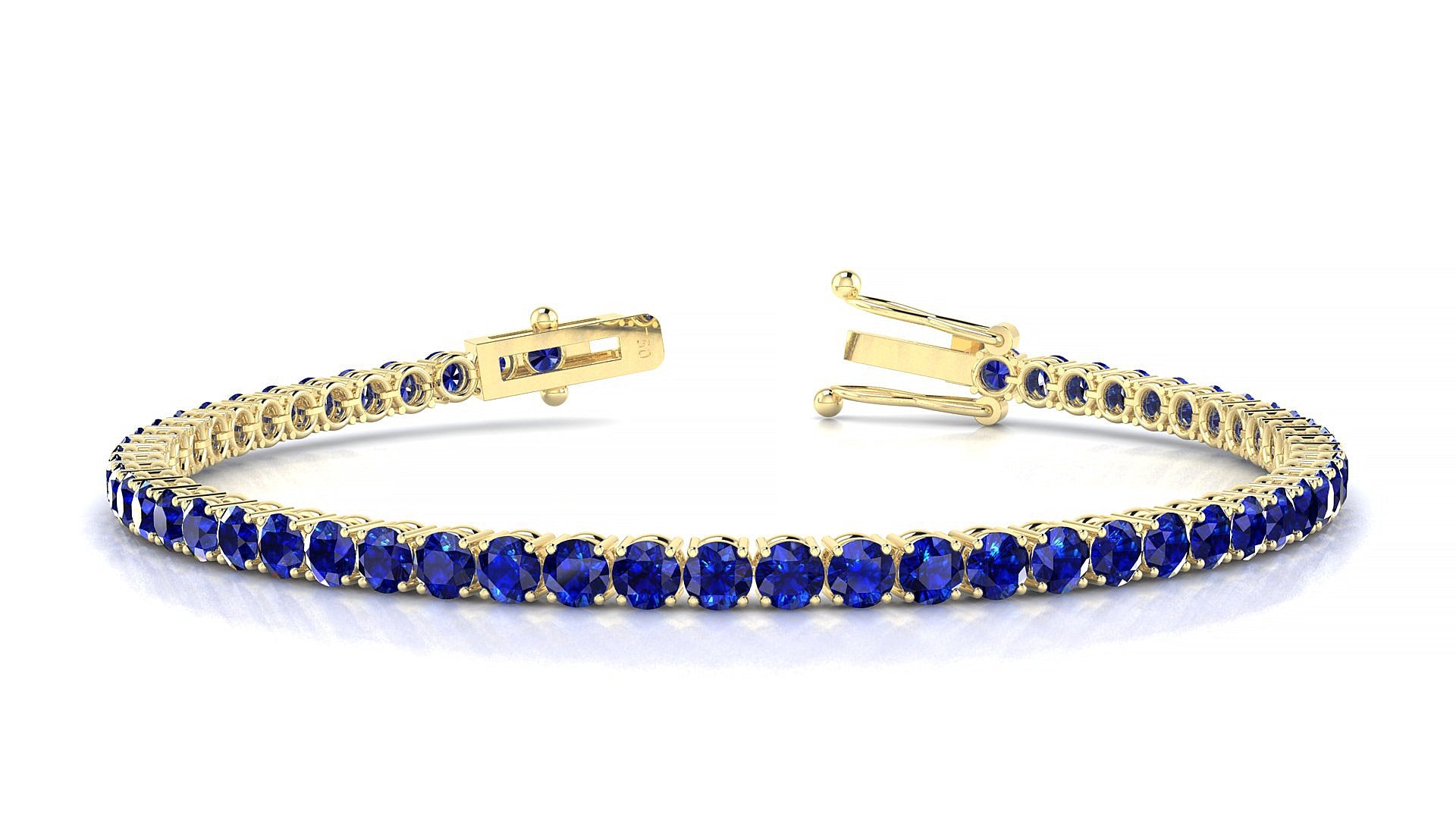 Capri | 18k Yellow Gold 3 mm Round Natural Sapphire Tennis Bracelet