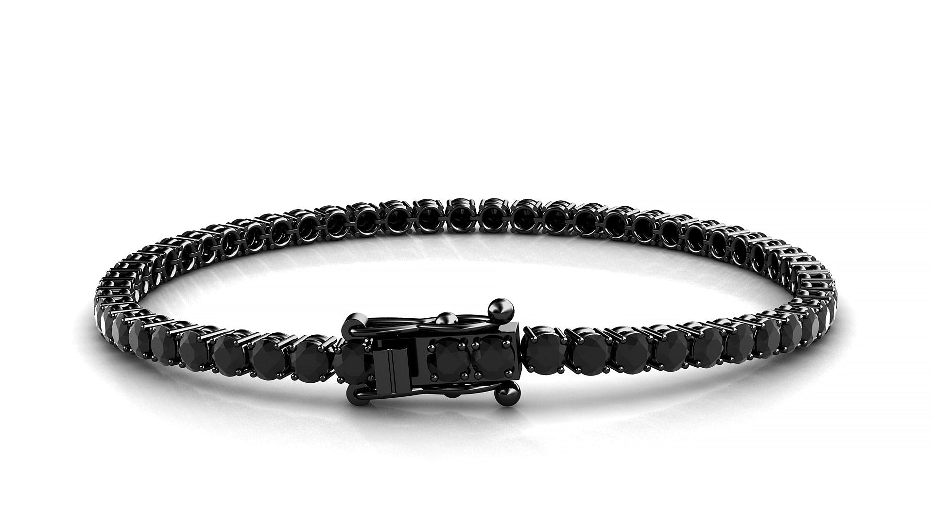 Capri | 18k Black Gold 3 mm Round Natural Black Diamond Tennis Bracelet