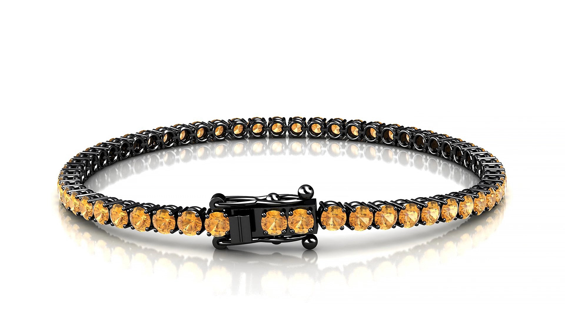 Capri | 18k Black Gold 3 mm Round Natural Citrine 20 cm Tennis Bracelet