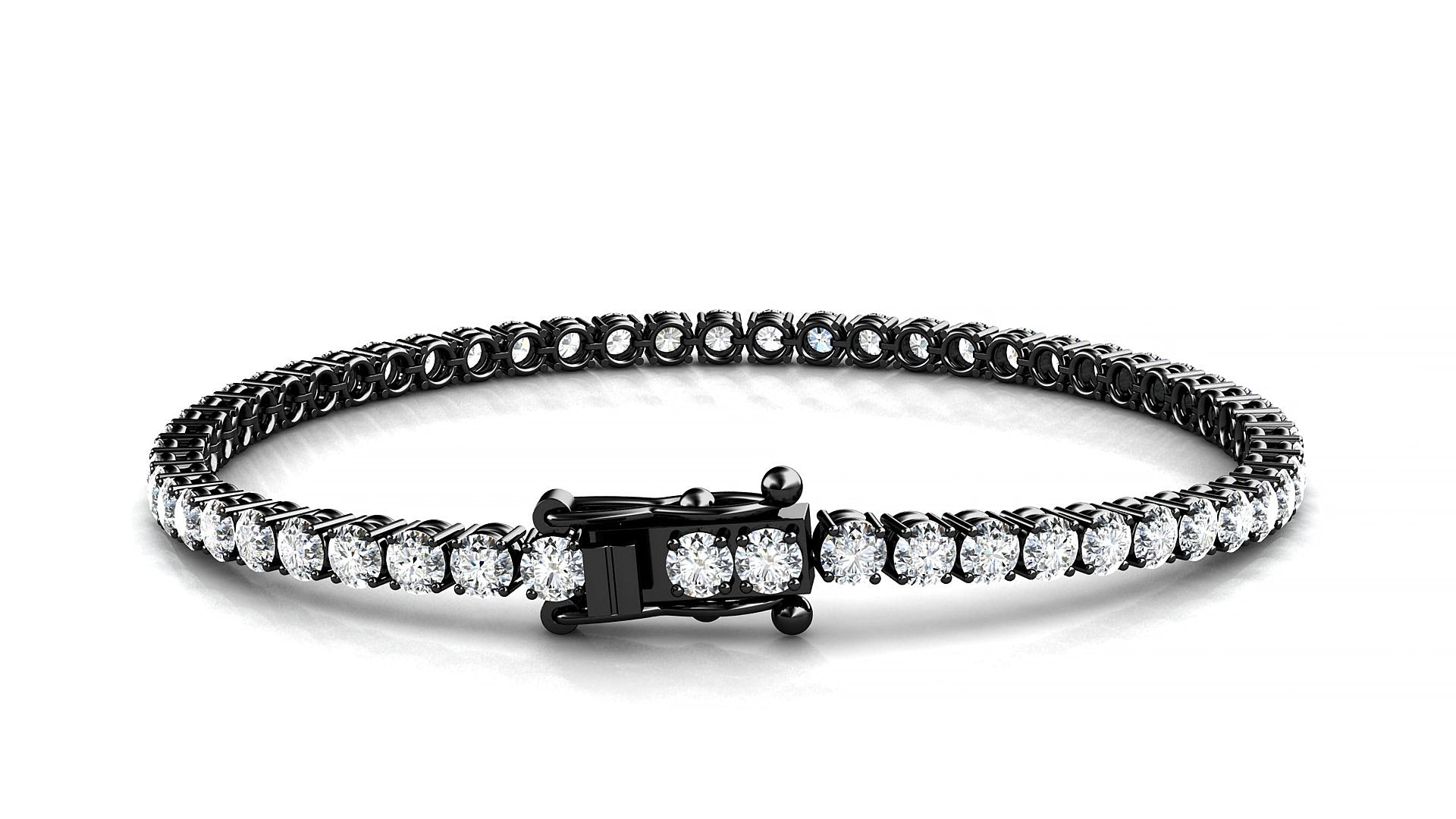 Capri | 18k Black Gold 3 mm Round Natural Diamond 16 cm Tennis Bracelet