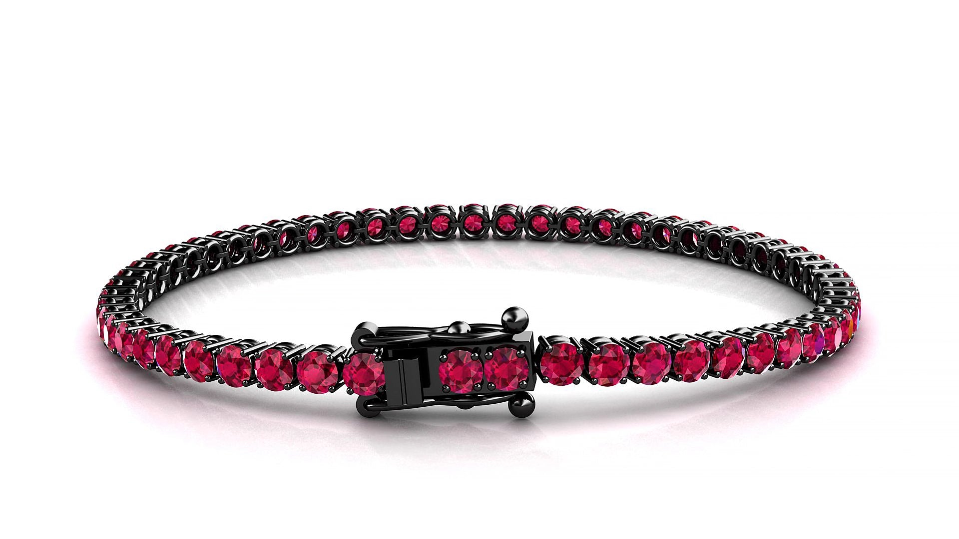 Capri | 18k Black Gold 3 mm Round Natural Ruby 15 cm Tennis Bracelet