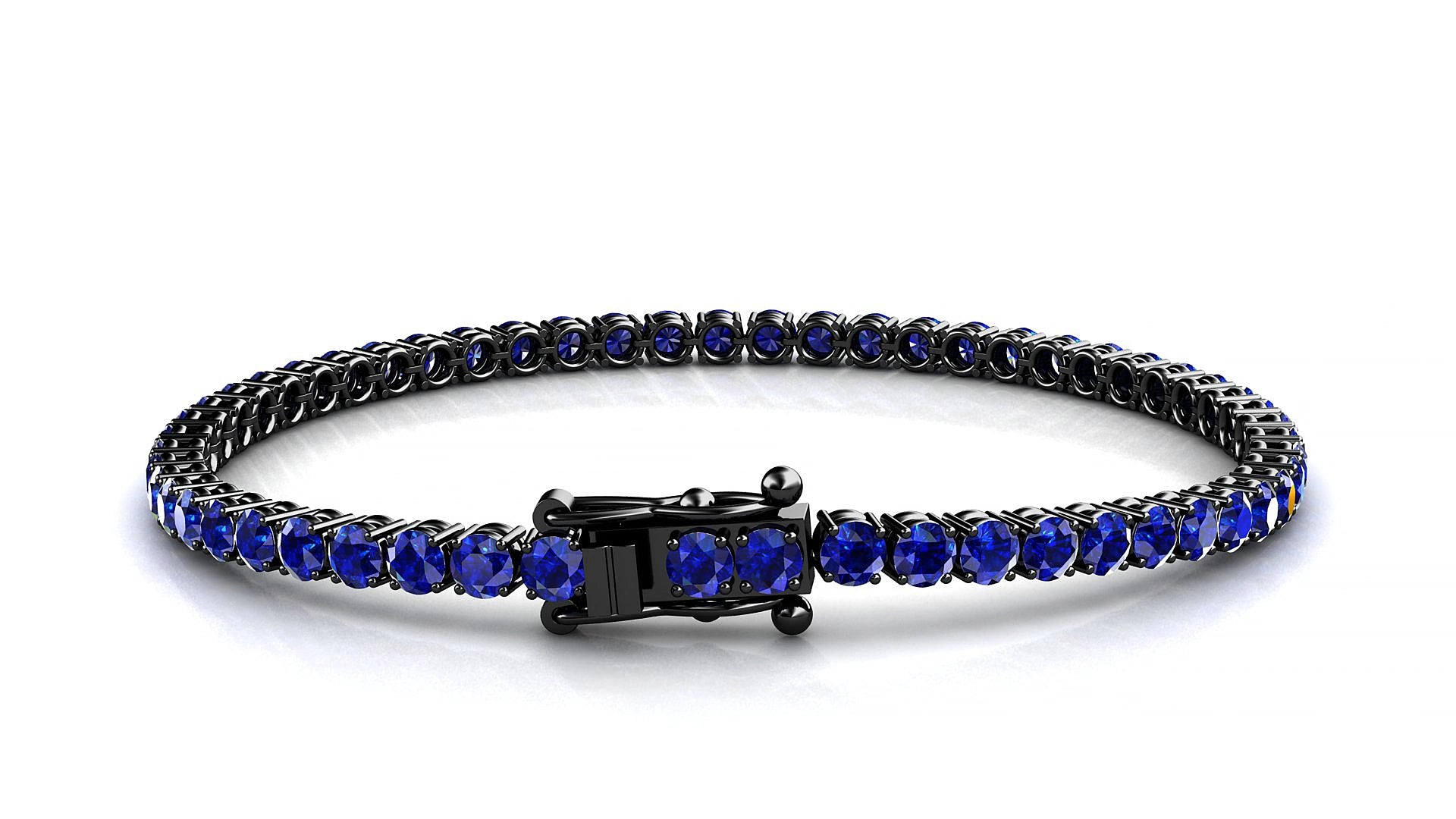 Capri | 18k Black Gold 3 mm Round Natural Sapphire 18 cm Tennis Bracelet