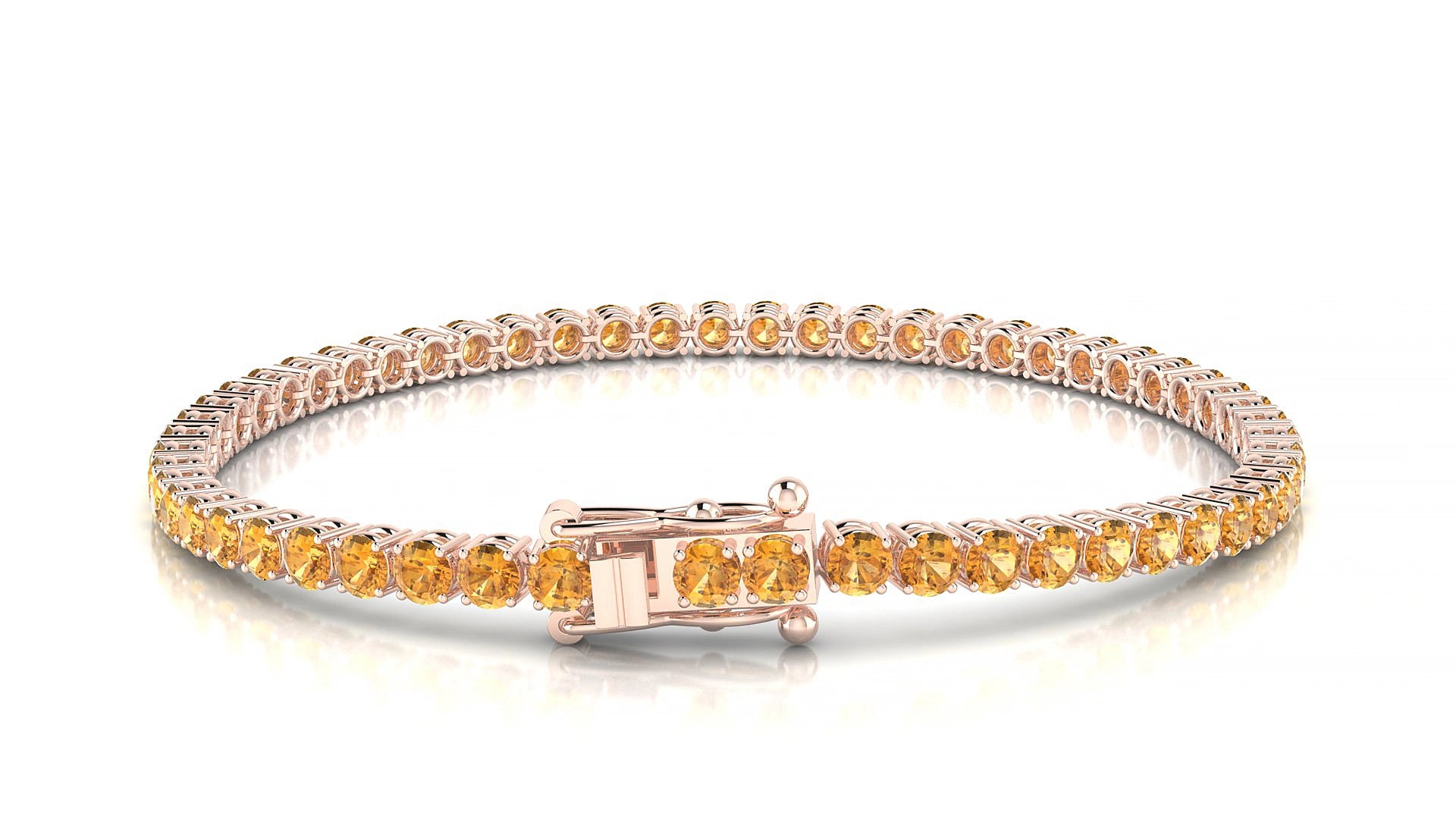 Capri | 18k Rose Gold 3 mm Round Natural Citrine 15 cm Tennis Bracelet