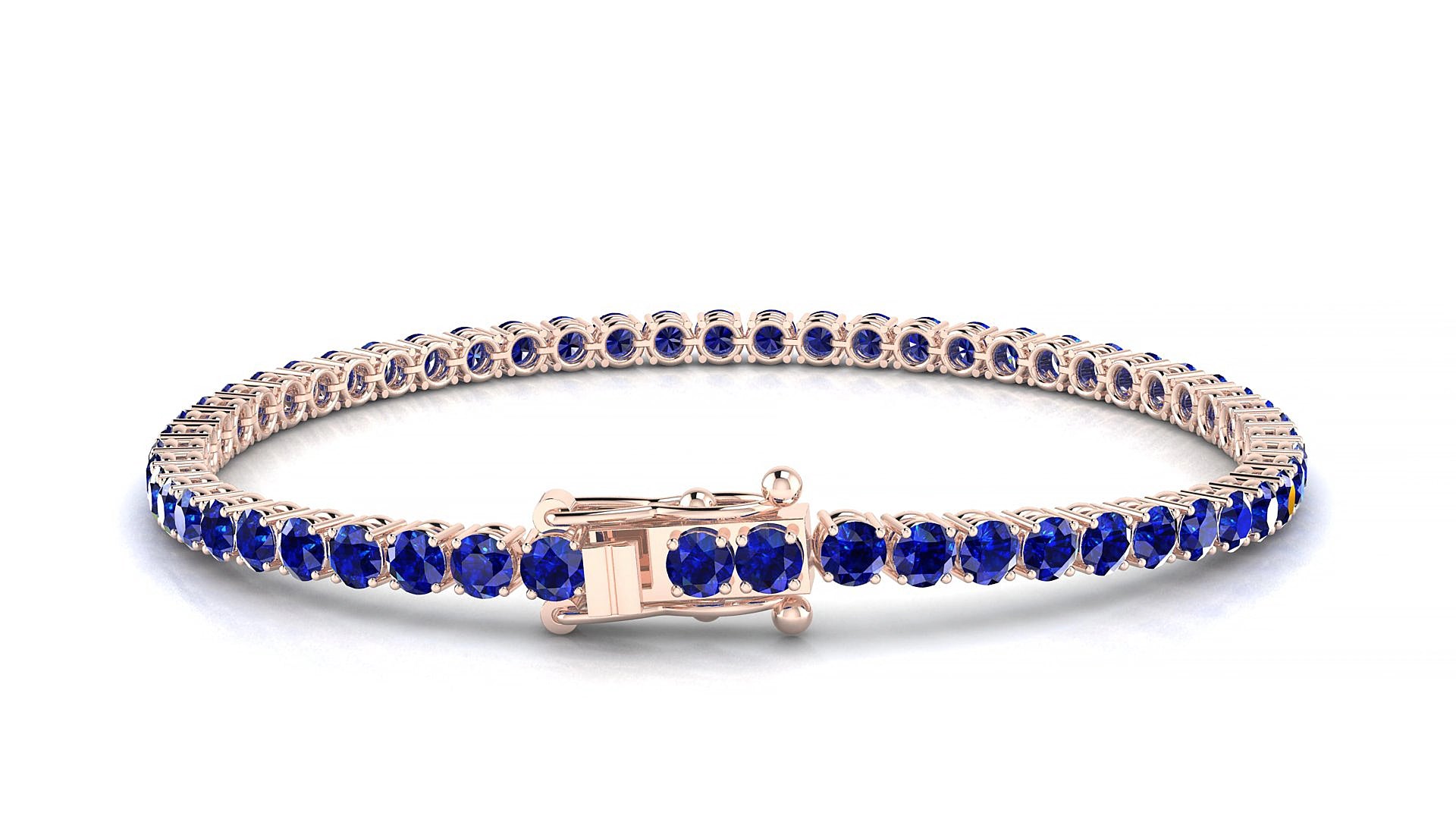 Capri | 18k Rose Gold 3 mm Round Natural Sapphire 19 cm Tennis Bracelet