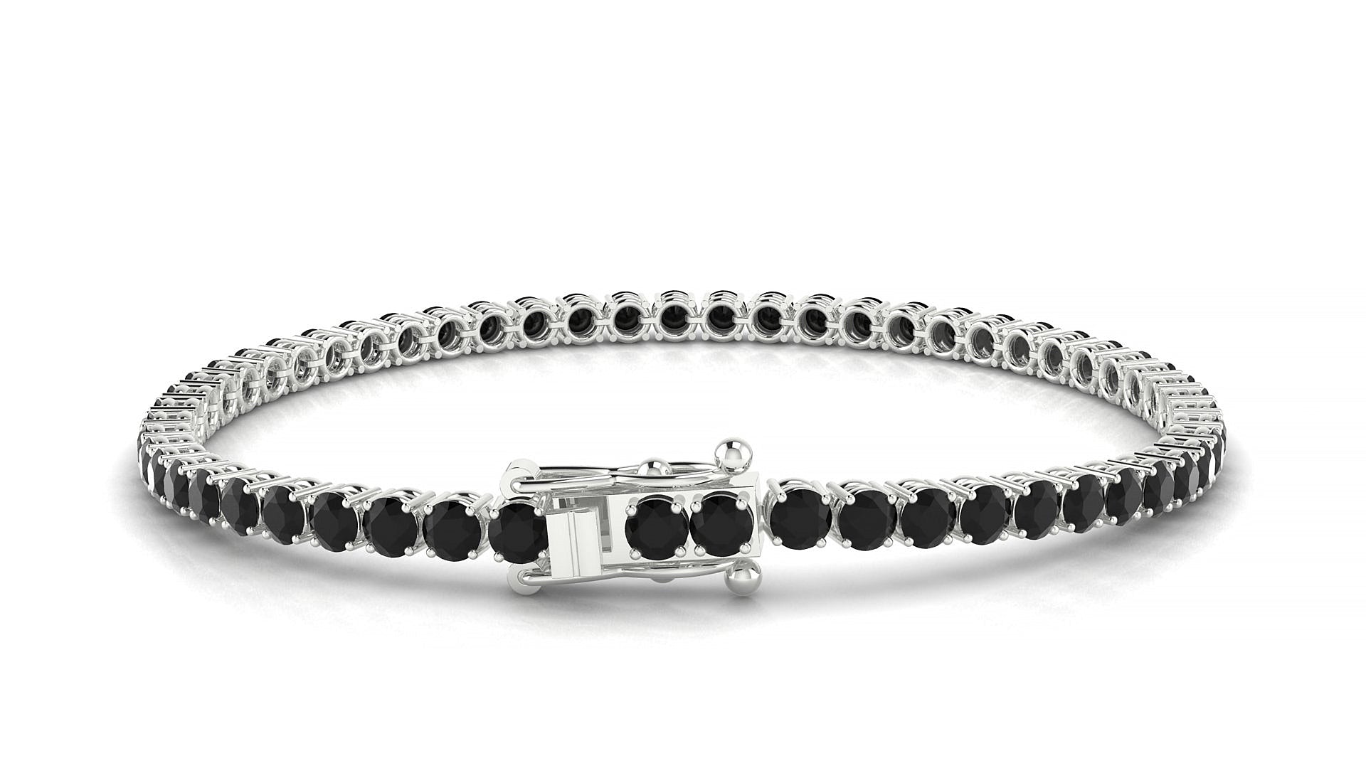 Capri | 18k White Gold 3 mm Round Natural Black Diamond Tennis Bracelet