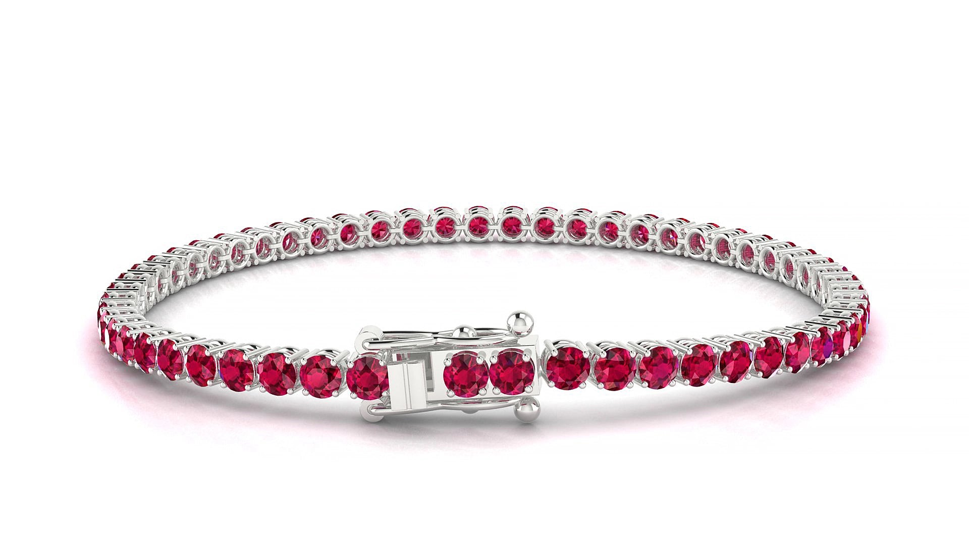 Capri | 18k White Gold 3 mm Round Natural Ruby 20 cm Tennis Bracelet