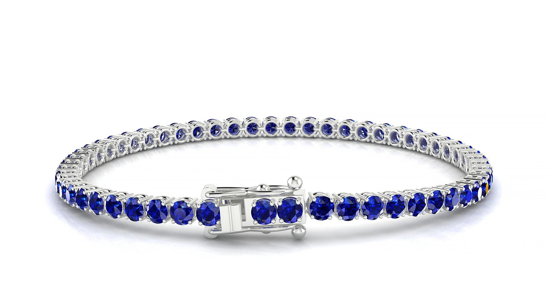 Capri | 18k White Gold 3 mm Round Natural Sapphire 15 cm Tennis Bracelet