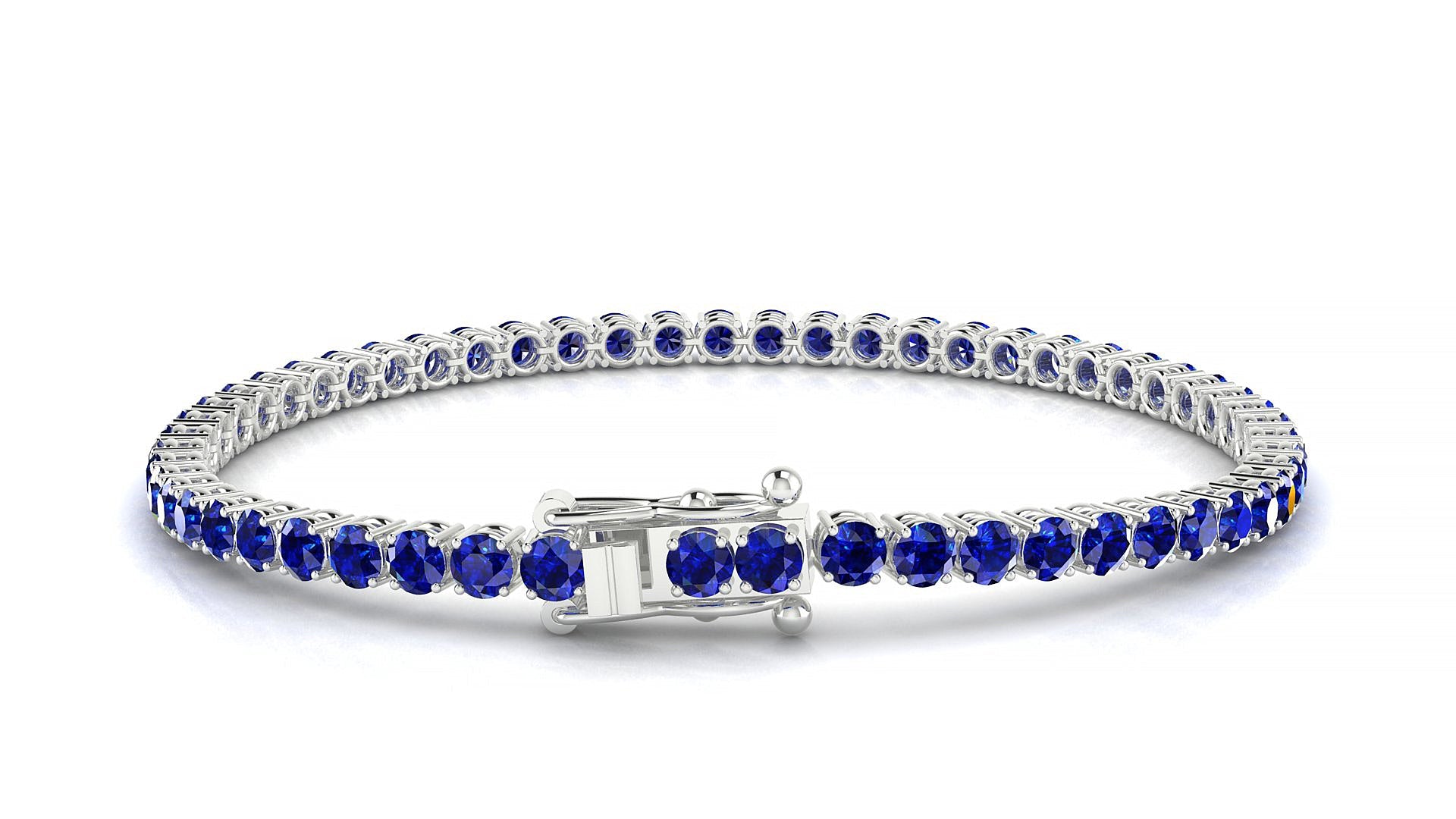 Capri | 18k White Gold 3 mm Round Natural Sapphire Tennis Bracelet