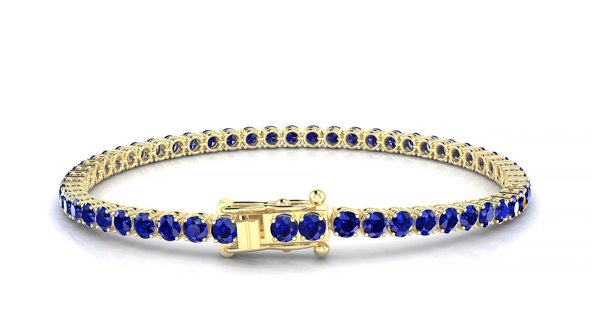 Capri | 18k Yellow Gold 3 mm Round Natural Sapphire 17 cm Tennis Bracelet