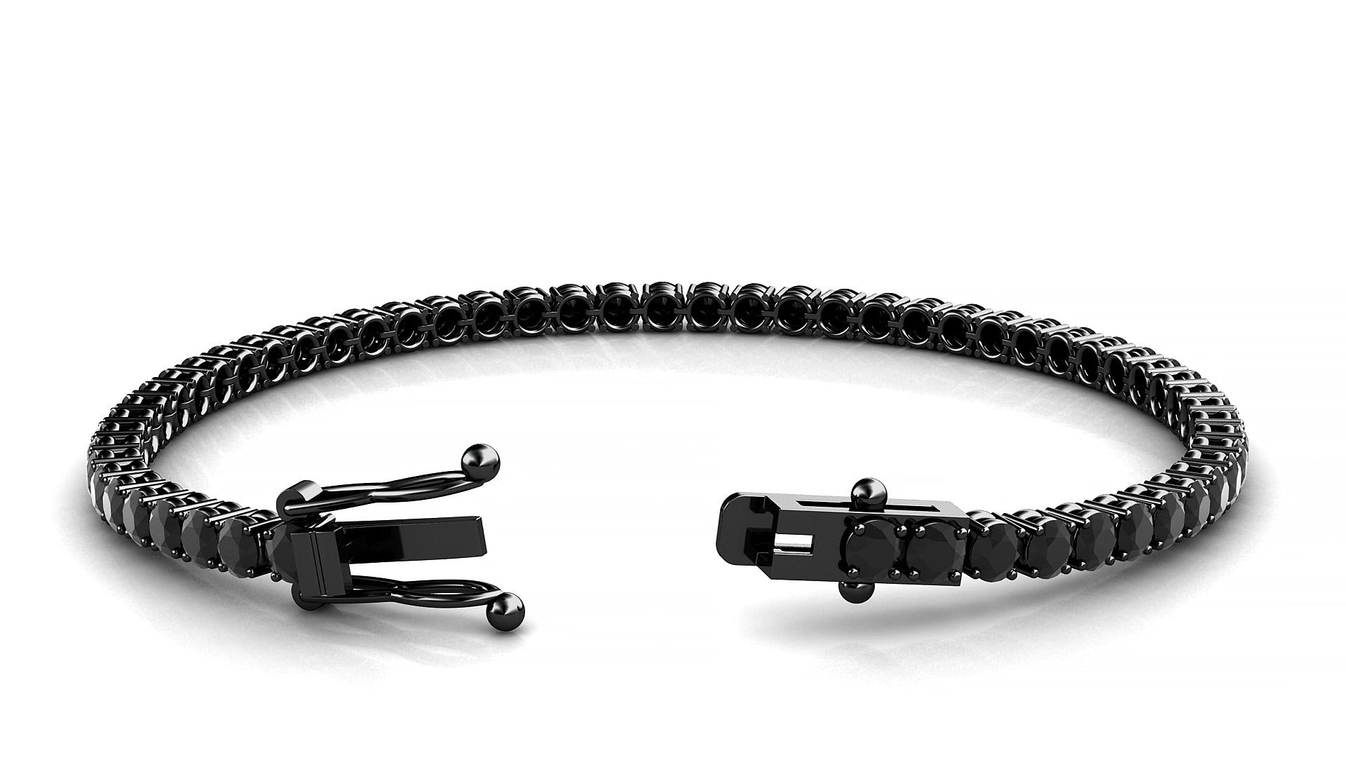 Capri | 18k Black Gold 3 mm Round Natural Black Diamond 15 cm Tennis Bracelet