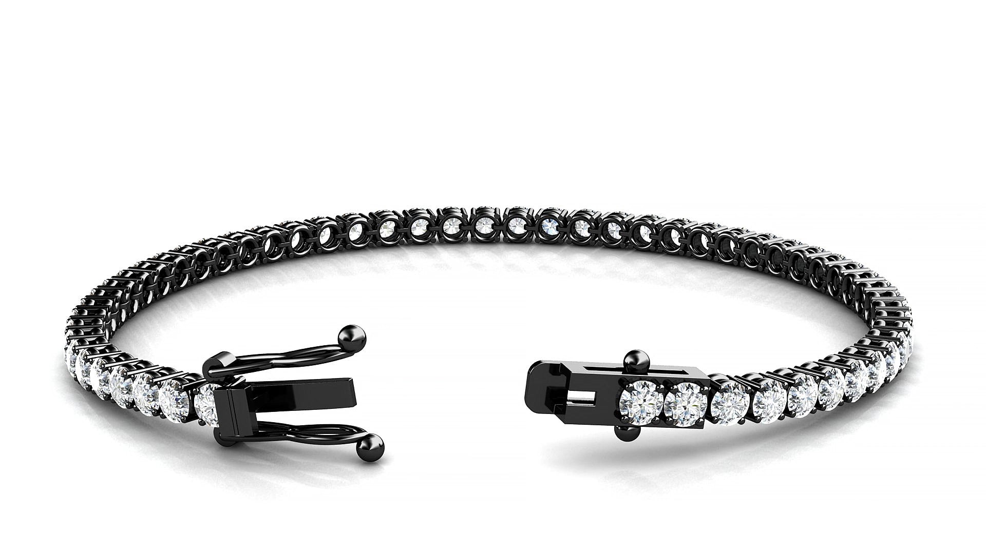 Capri | 18k Black Gold 3 mm Round Natural Diamond 17 cm Tennis Bracelet