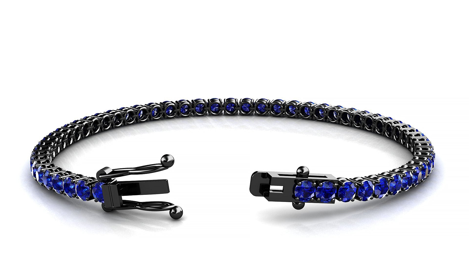 Capri | 18k Black Gold 3 mm Round Natural Sapphire Tennis Bracelet