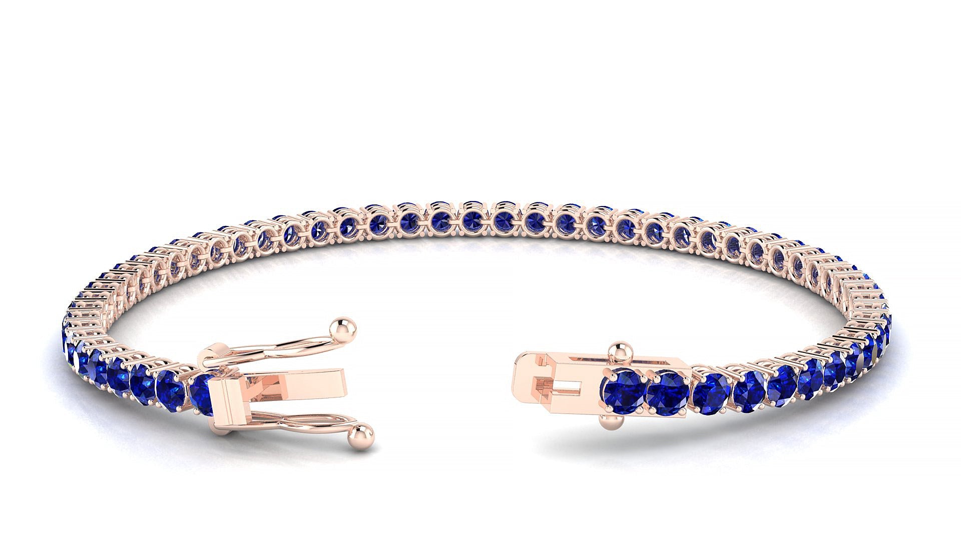 Capri | 18k Rose Gold 3 mm Round Natural Sapphire Tennis Bracelet