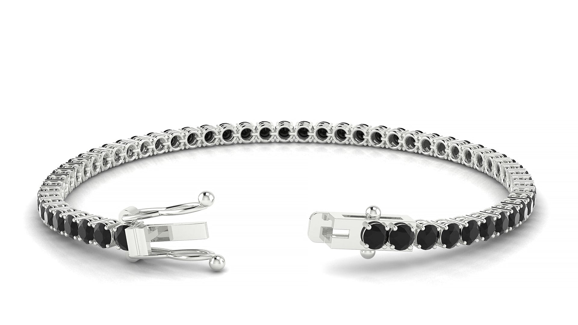 Capri | 18k White Gold 3 mm Round Natural Black Diamond Tennis Bracelet