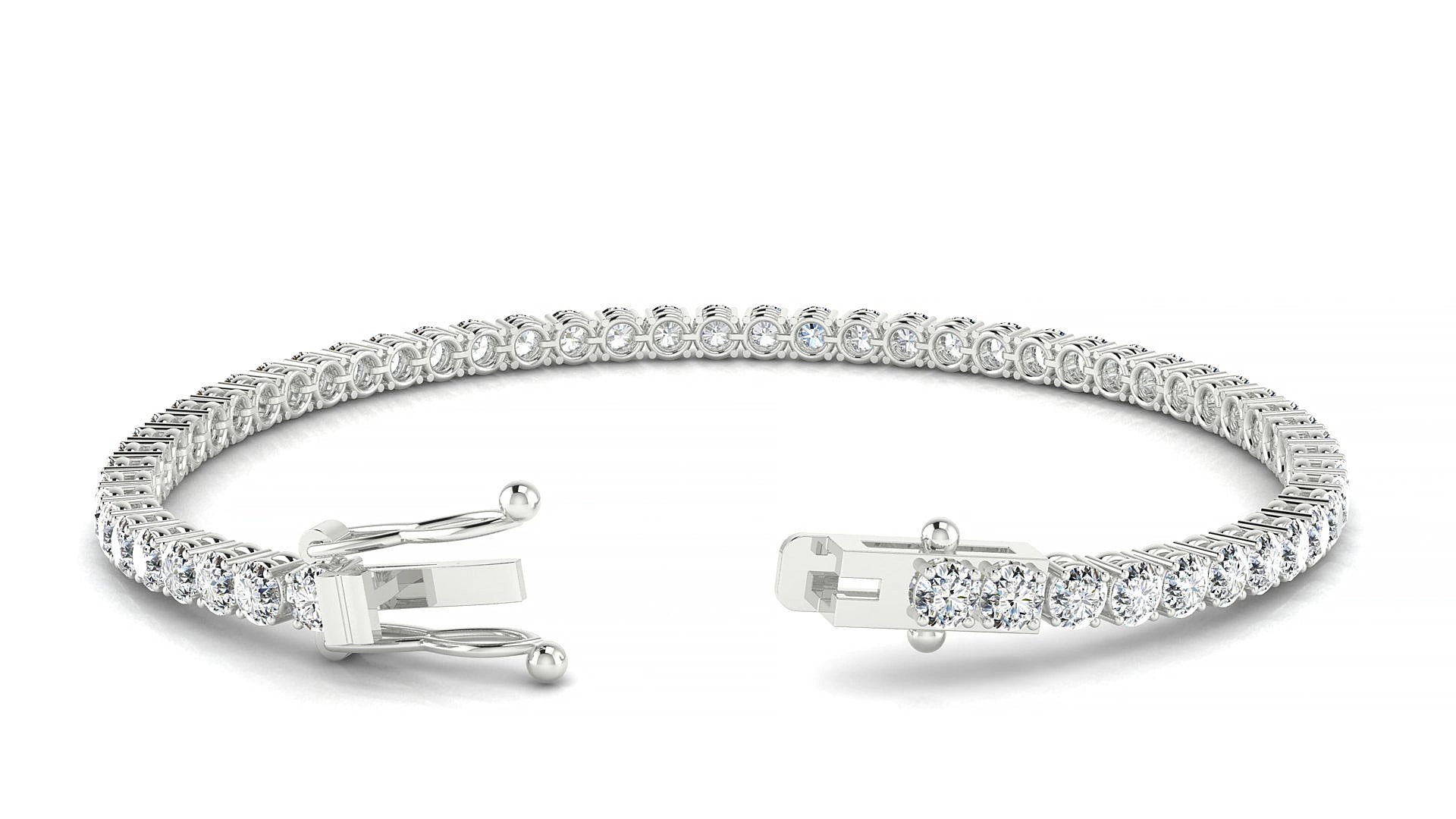Capri | 18k White Gold 3 mm Round Natural Diamond 16 cm Tennis Bracelet
