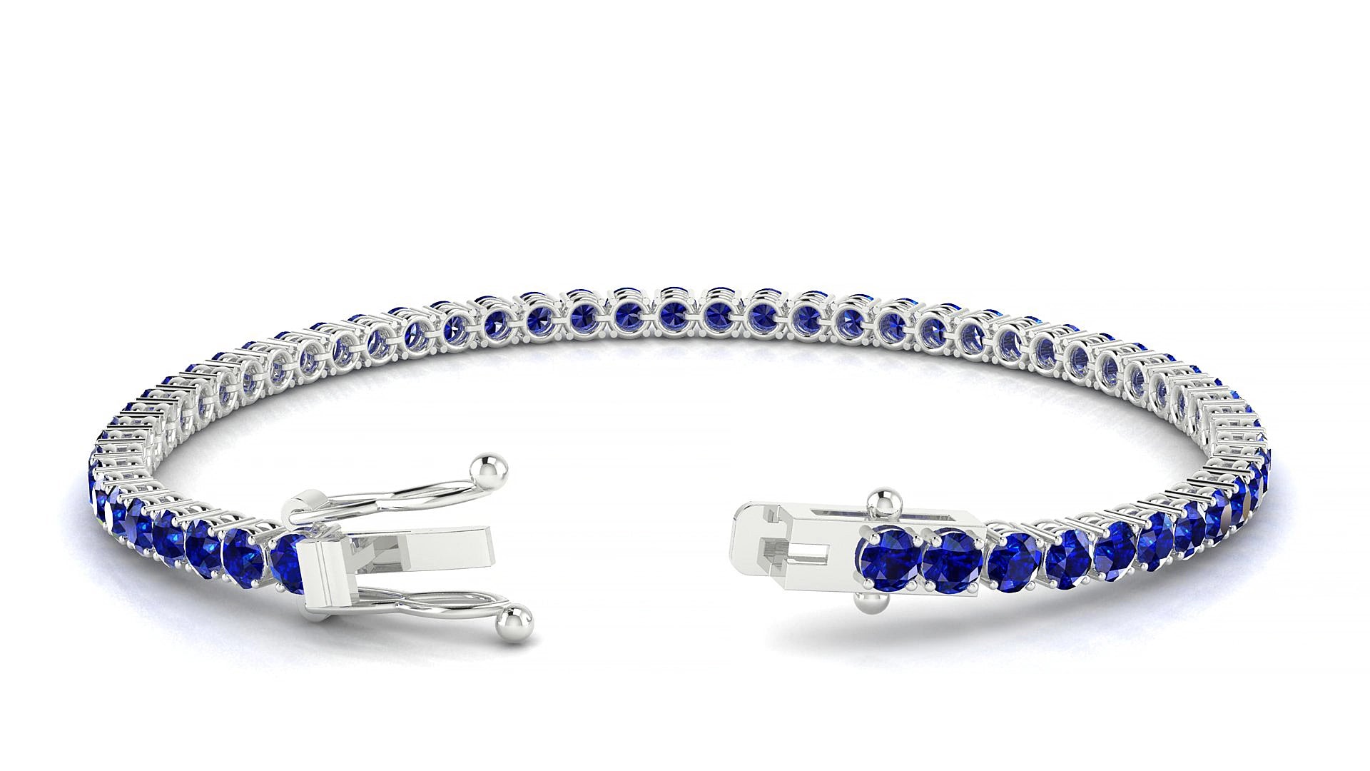 Capri | 18k White Gold 3 mm Round Natural Sapphire 15 cm Tennis Bracelet