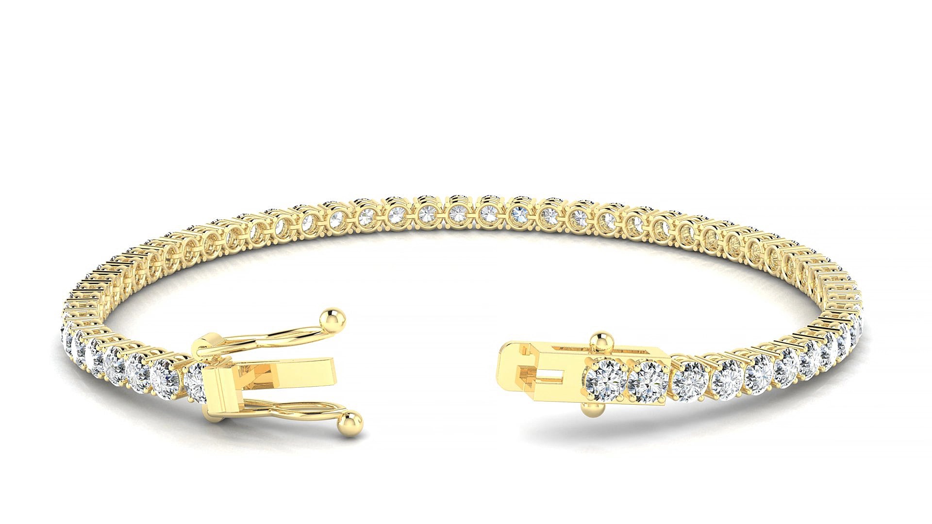Capri | 18k Yellow Gold 3 mm Round Lab-Grown Diamond 20 cm Tennis Bracelet