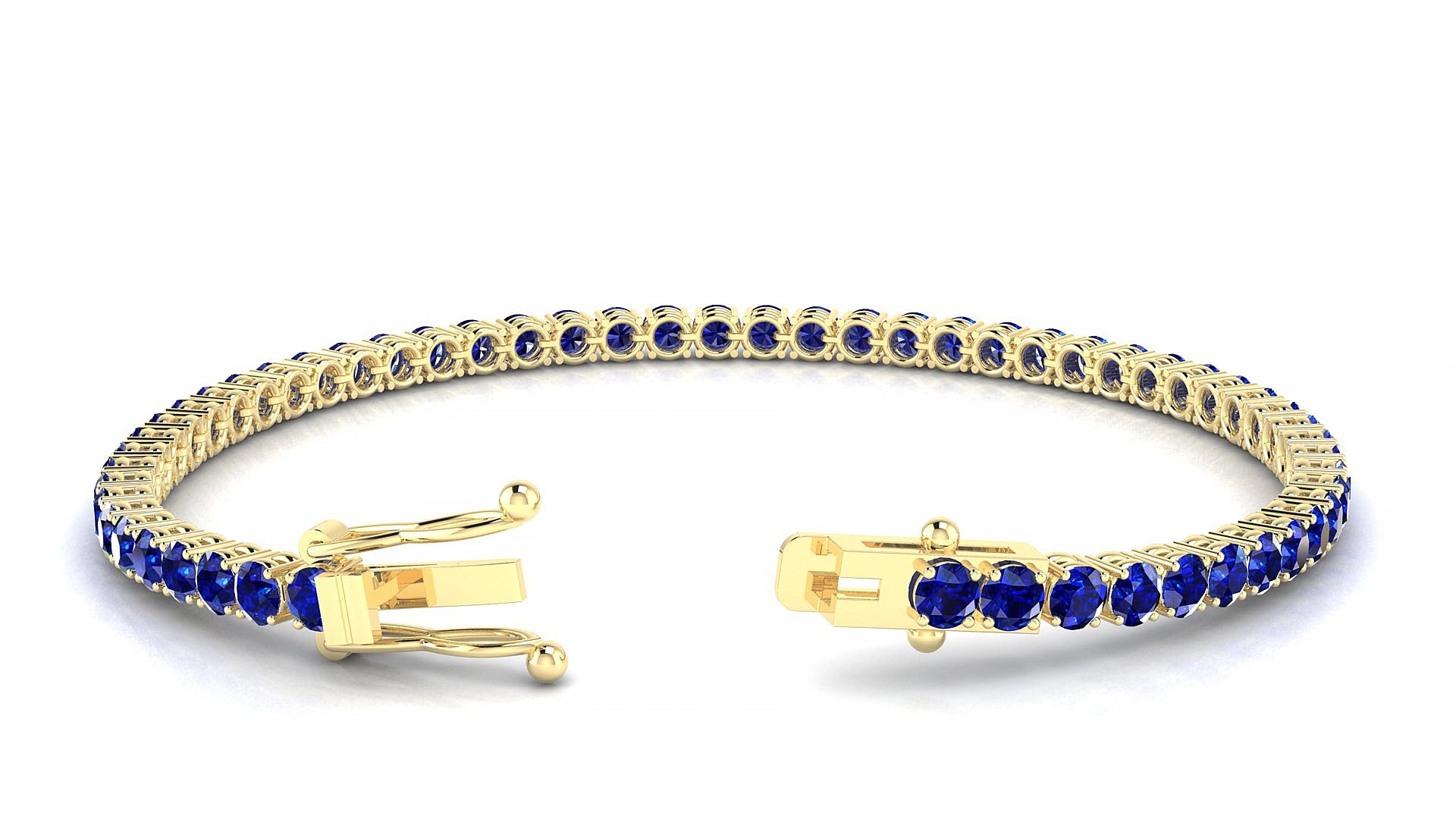 Capri | 18k Yellow Gold 3 mm Round Natural Sapphire 15 cm Tennis Bracelet