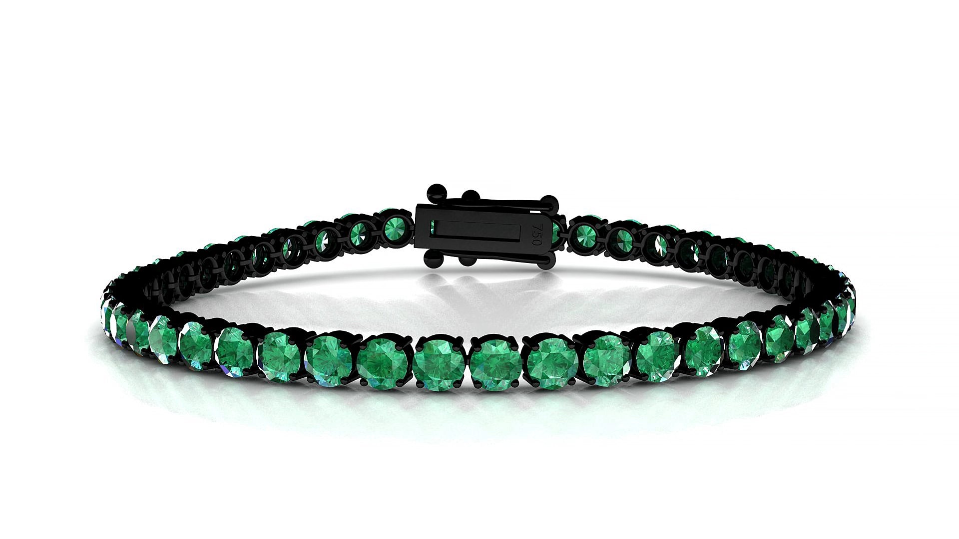 Capri | 18k Black Gold 3.4 mm Round Natural Emerald 15 cm Tennis Bracelet