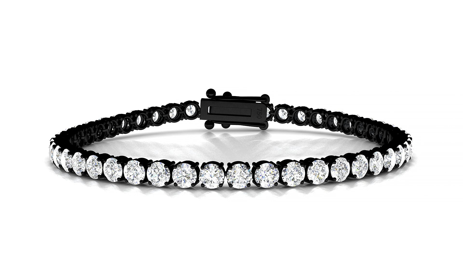 Capri | 18k Black Gold 3.4 mm Round Lab-Grown Diamond 20 cm Tennis Bracelet