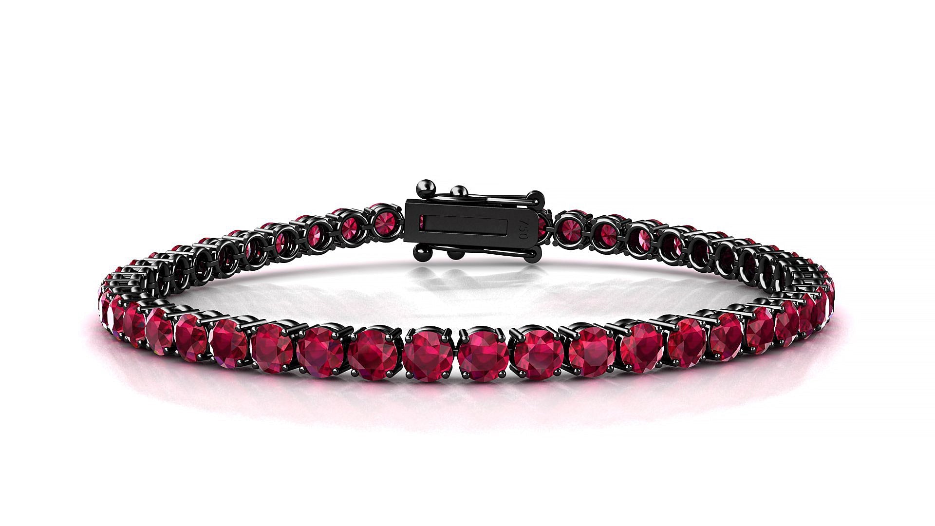 Capri | 18k Black Gold 3.4 mm Round Natural Ruby Tennis Bracelet