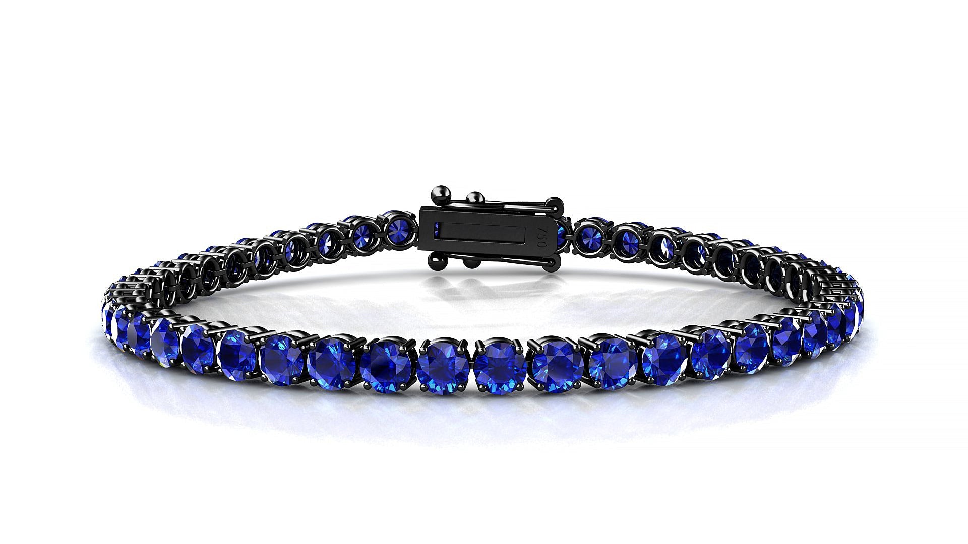 Capri | 18k Black Gold 3.4 mm Round Natural Sapphire Tennis Bracelet