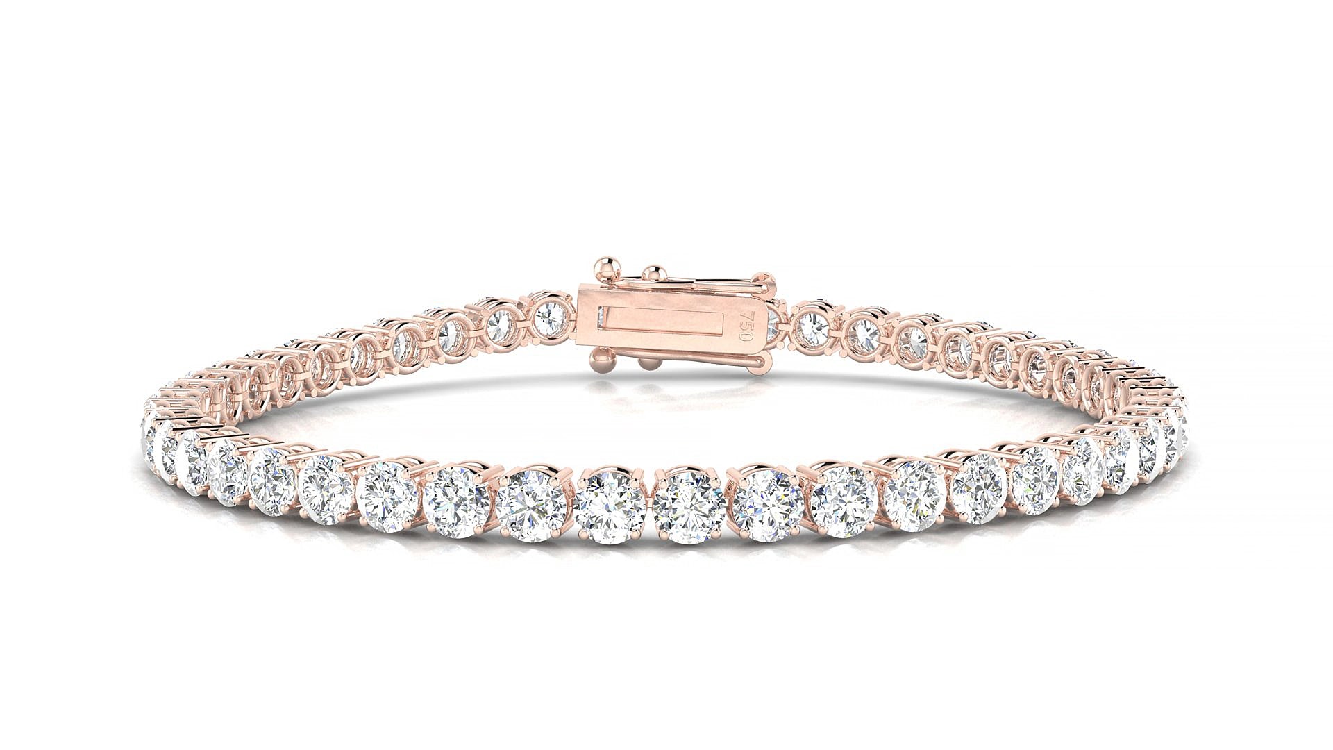 Capri | 18k Rose Gold 3.4 mm Round Natural Diamond 16 cm Tennis Bracelet