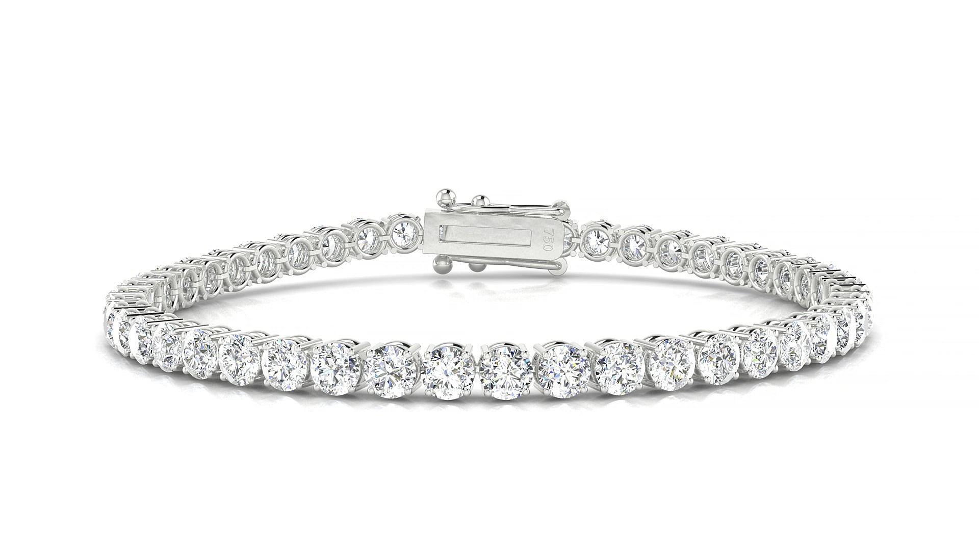 Capri | 18k White Gold 3.4 mm Round Natural Diamond 15 cm Tennis Bracelet