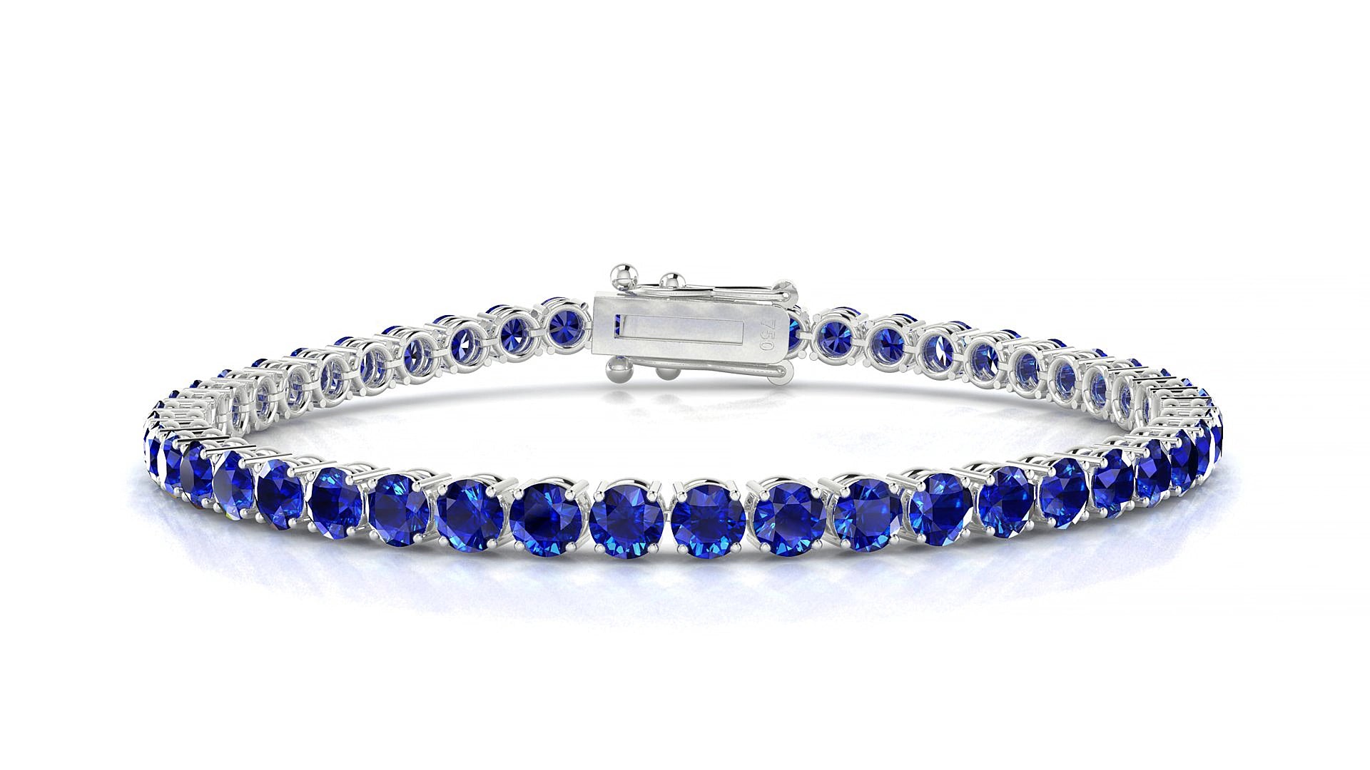 Capri | 18k White Gold 3.4 mm Round Natural Sapphire 20 cm Tennis Bracelet
