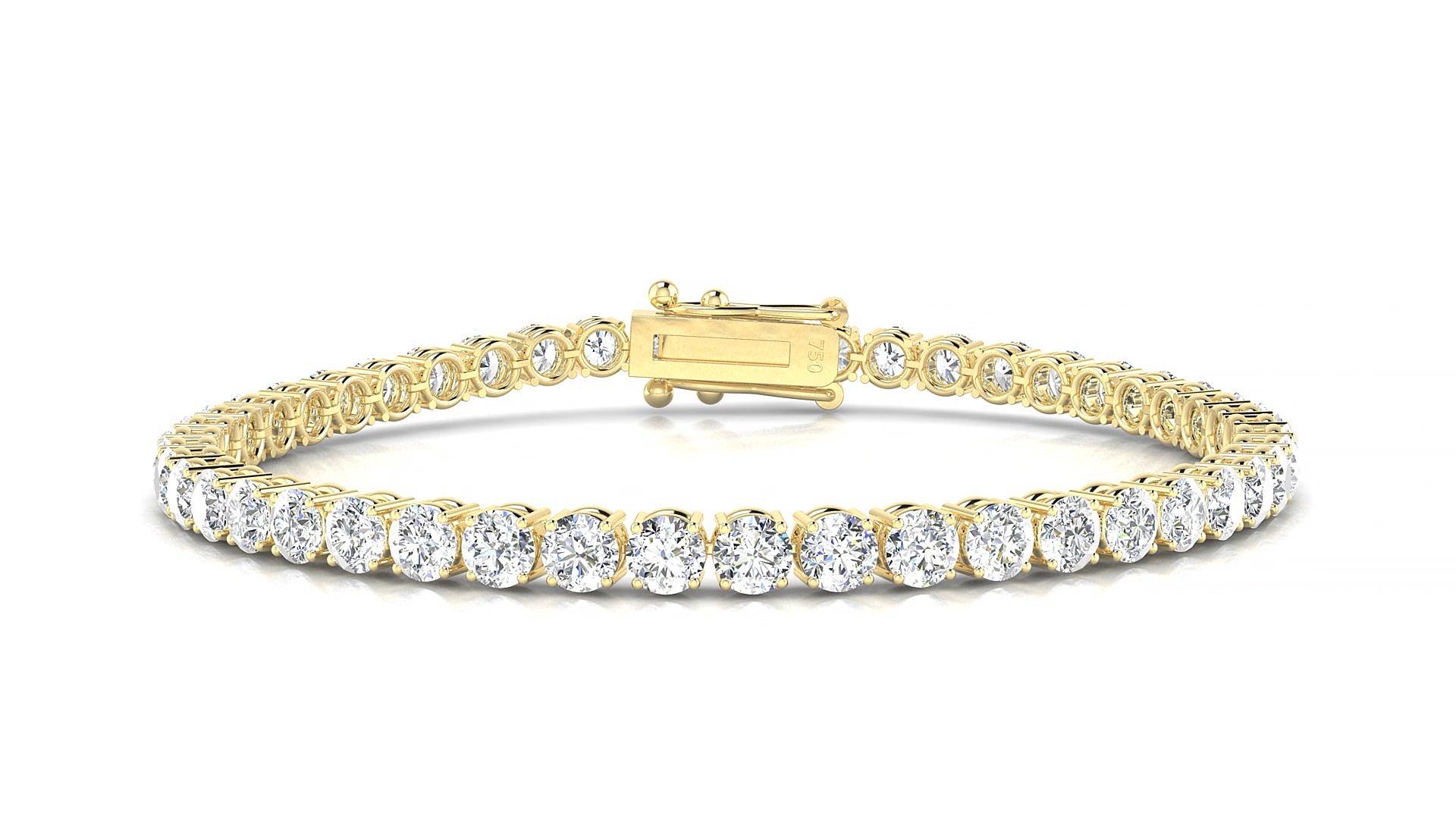 Capri | 18k Yellow Gold 3.4 mm Round Natural Diamond 17 cm Tennis Bracelet
