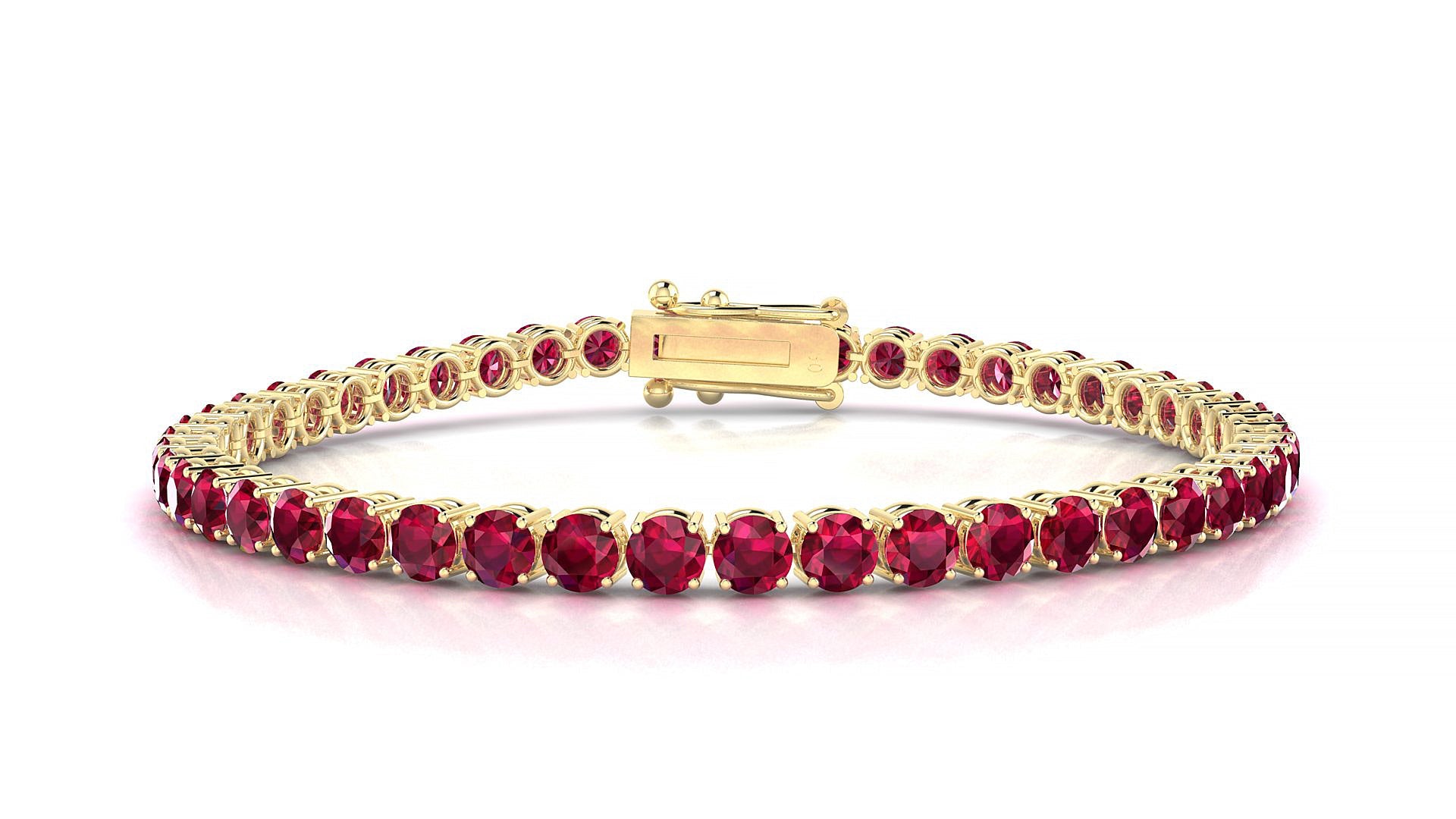 Capri | 18k Yellow Gold 3.4 mm Round Natural Ruby Tennis Bracelet