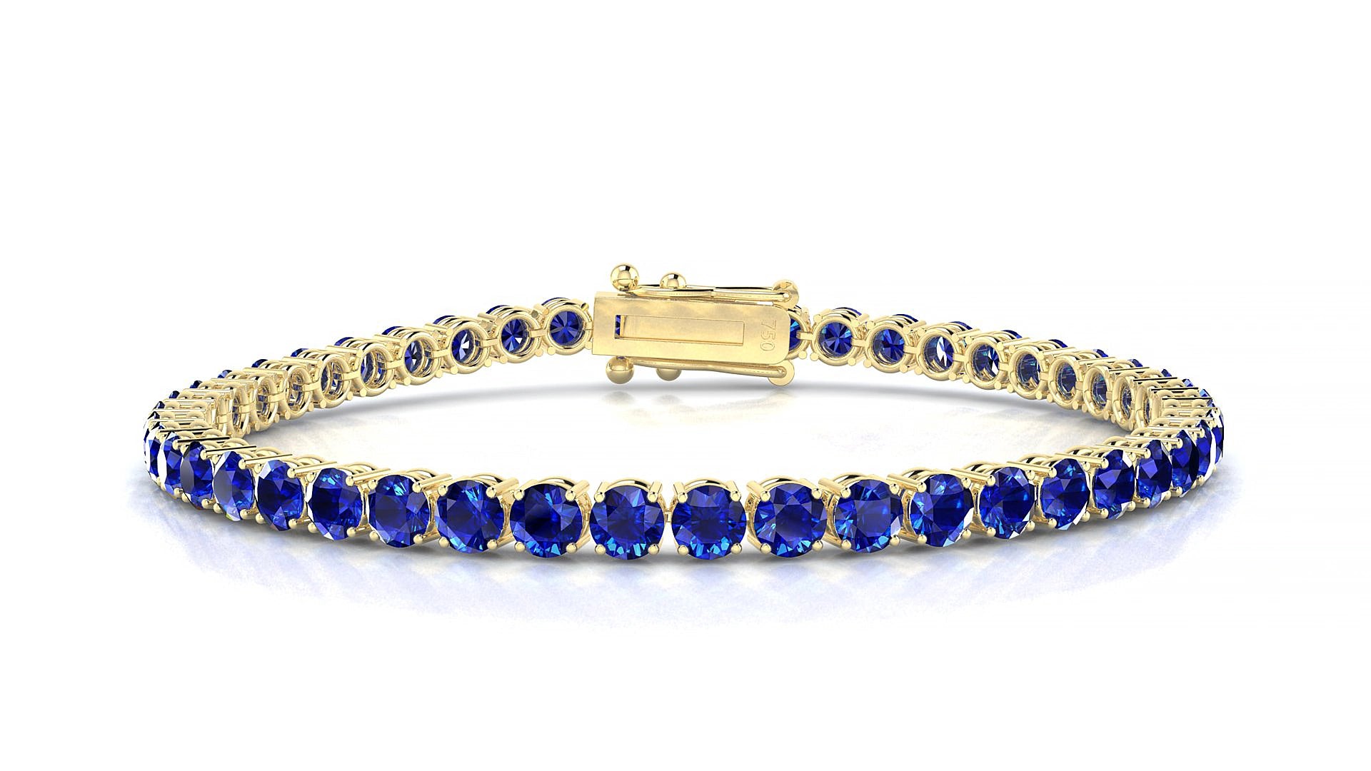 Capri | 18k Yellow Gold 3.4 mm Round Natural Sapphire 17 cm Tennis Bracelet