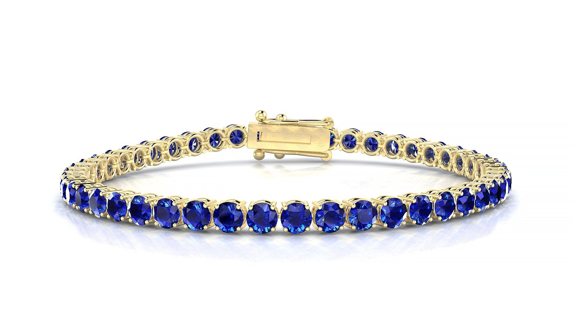 Capri | 18k Yellow Gold 3.4 mm Round Natural Sapphire Tennis Bracelet