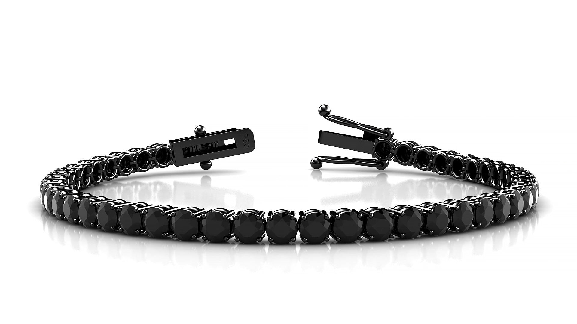 Capri | 18k Black Gold 3.4 mm Round Natural Black Diamond 15 cm Tennis Bracelet