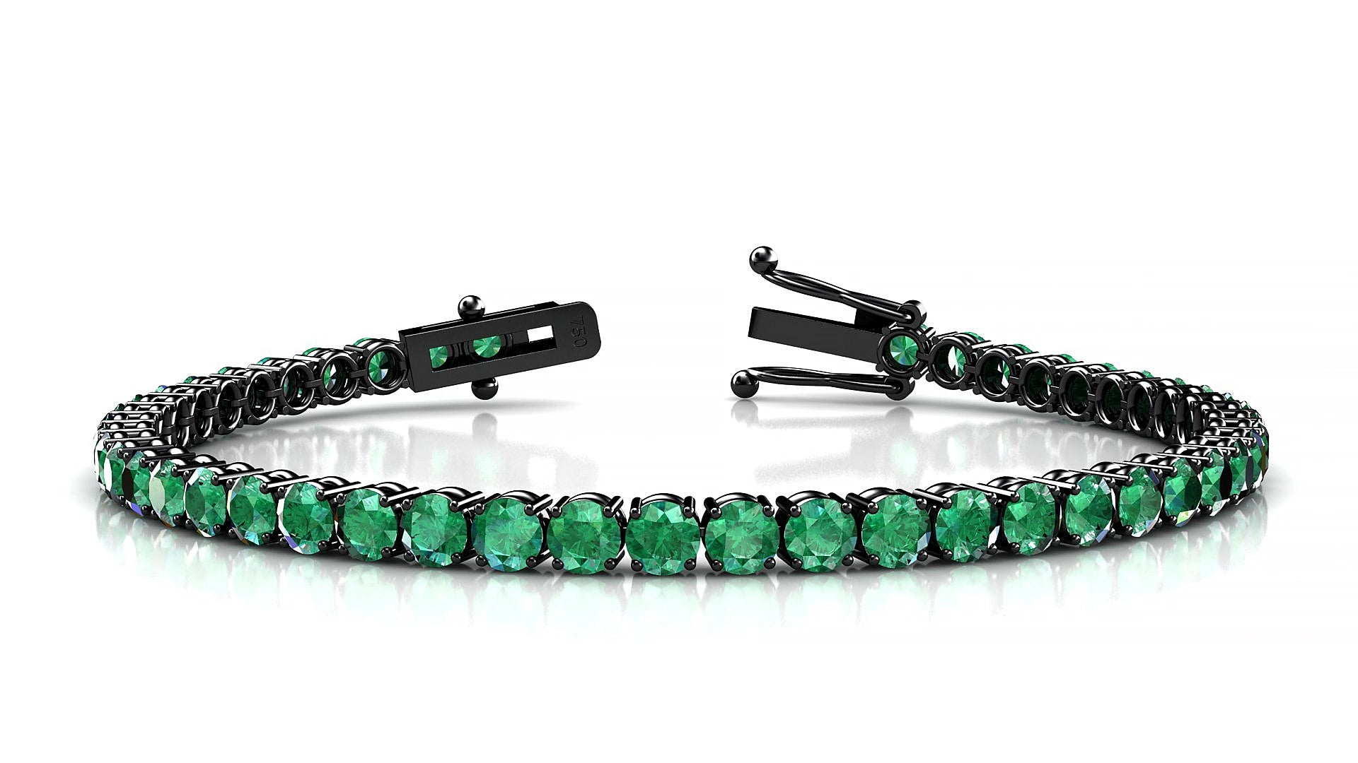 Capri | 18k Black Gold 3.4 mm Round Natural Emerald 15 cm Tennis Bracelet
