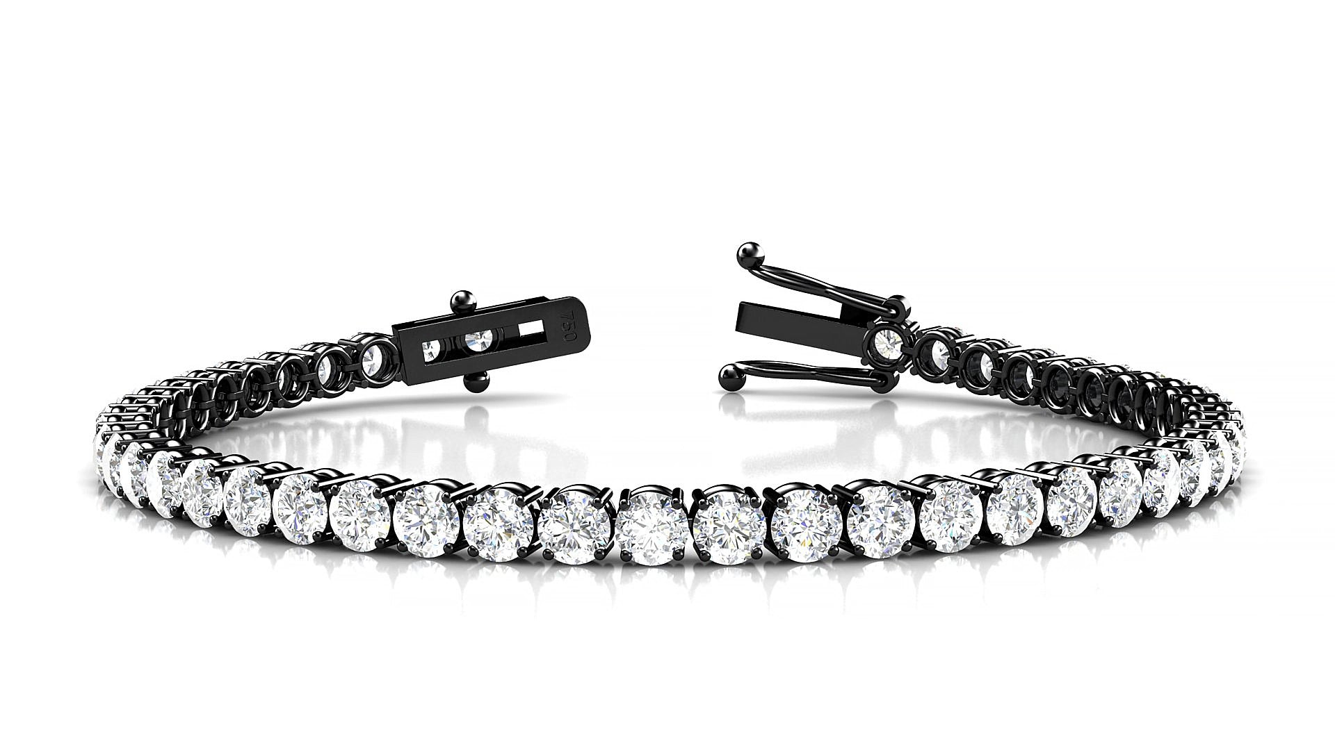 Capri | 18k Black Gold 3.4 mm Round Lab-Grown Diamond 16 cm Tennis Bracelet